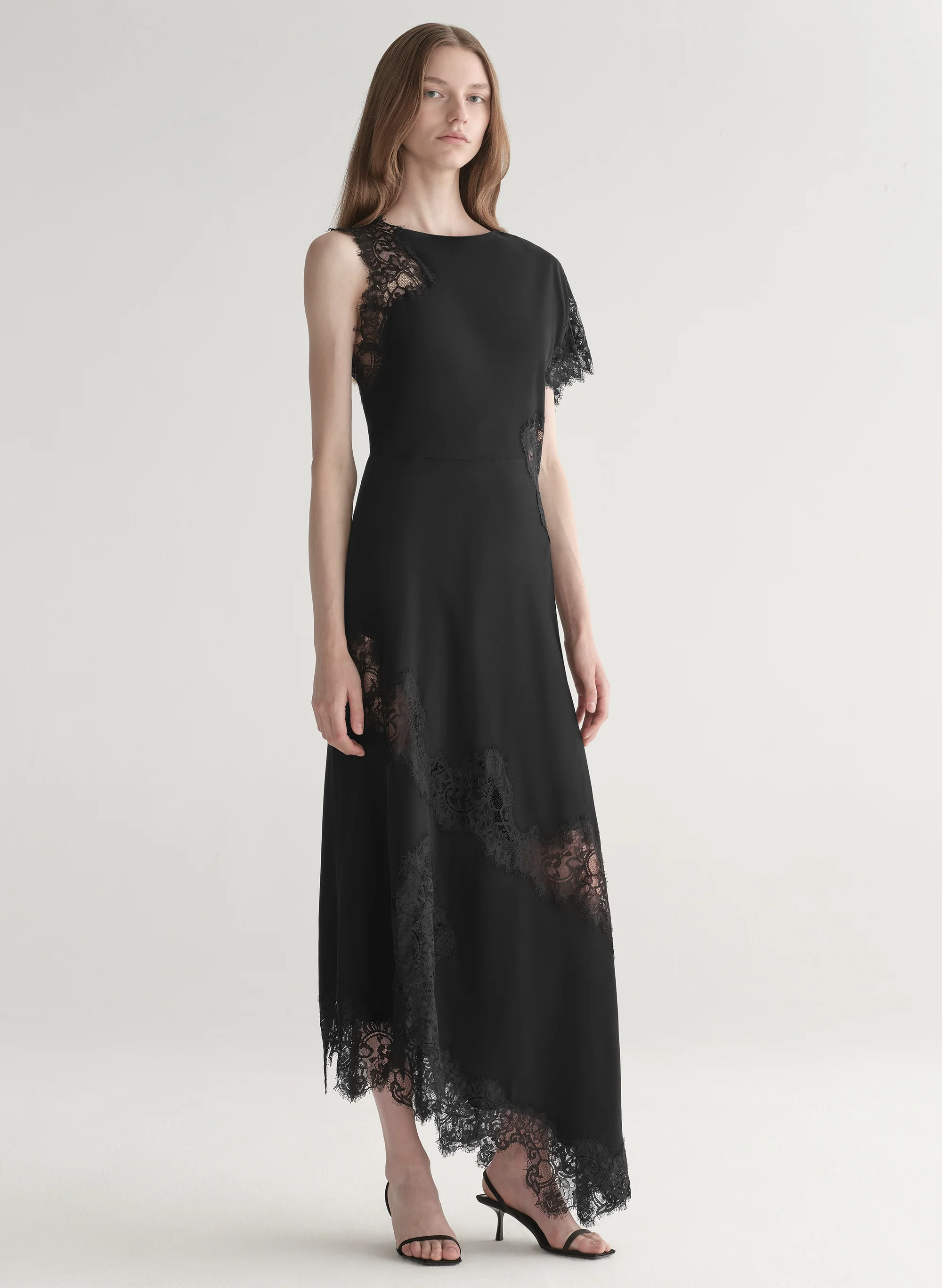 Alessia Textured Satin and Lace Maxi Dress - Image 3