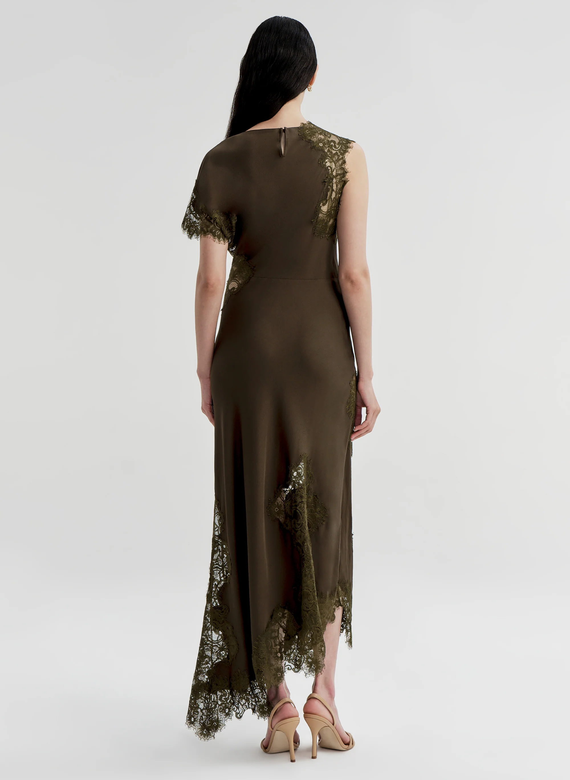 Alessia Textured Satin and Lace Maxi Dress - Image 5