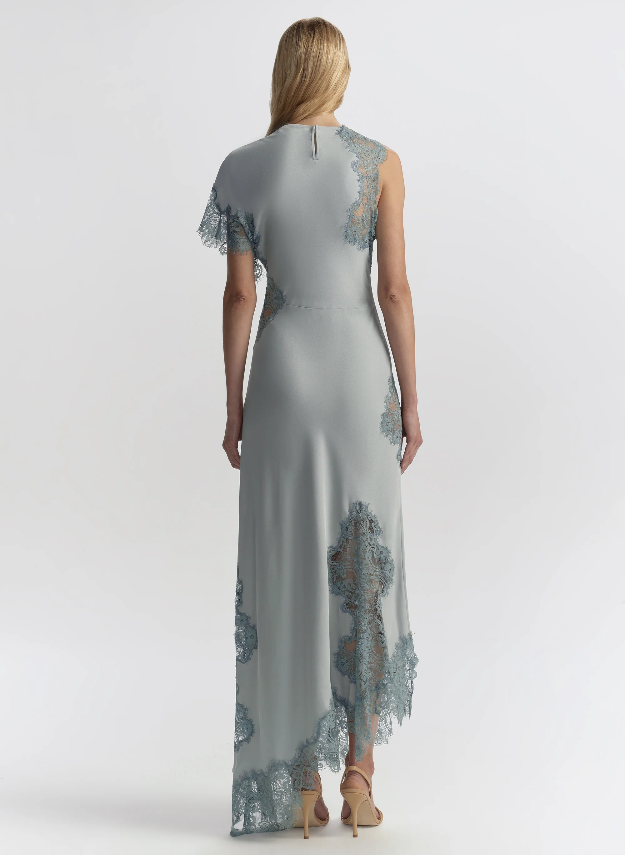 Alessia Textured Satin and Lace Maxi Dress - Image 5