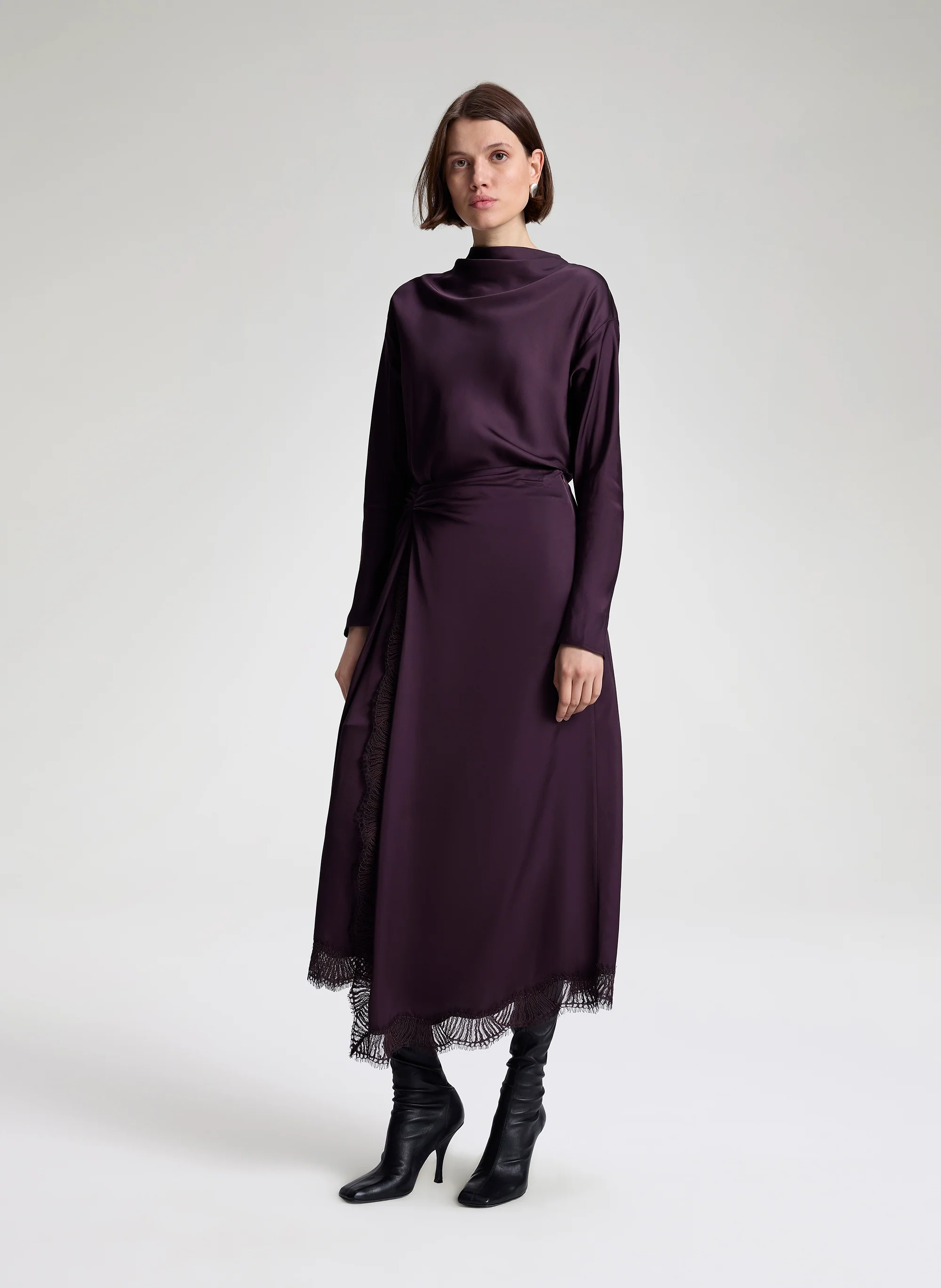 Bella Satin and Lace Midi Skirt - Image 4