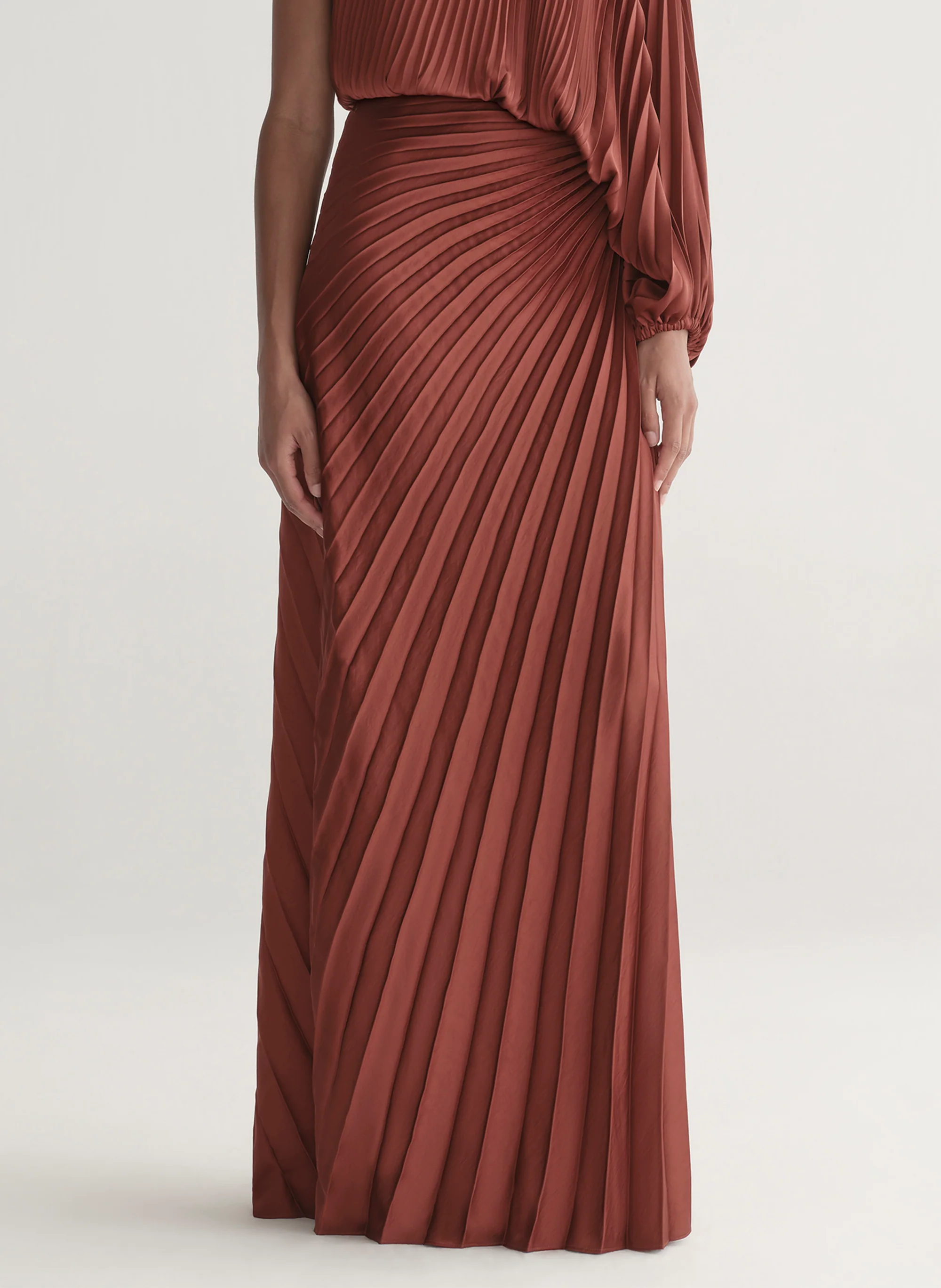 Bianca Satin Pleated Maxi Skirt - Image 2