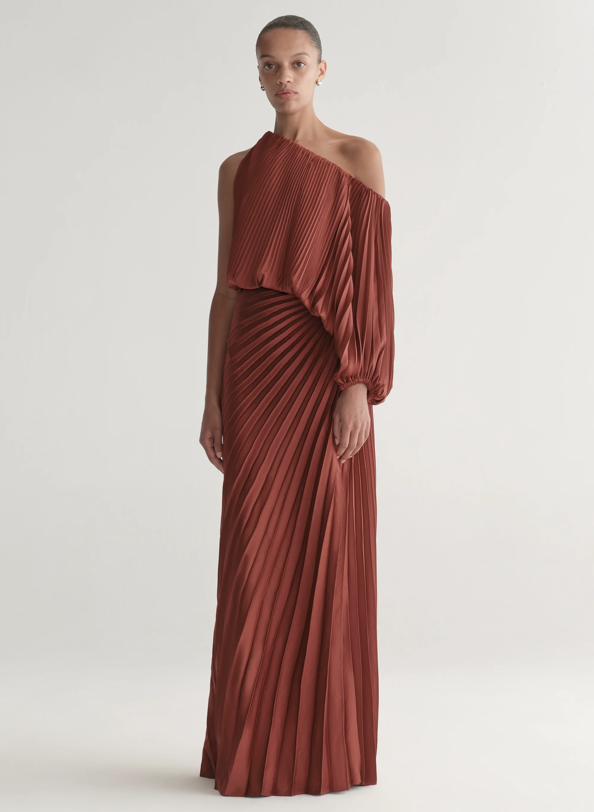 Bianca Satin Pleated Maxi Skirt - Image 3