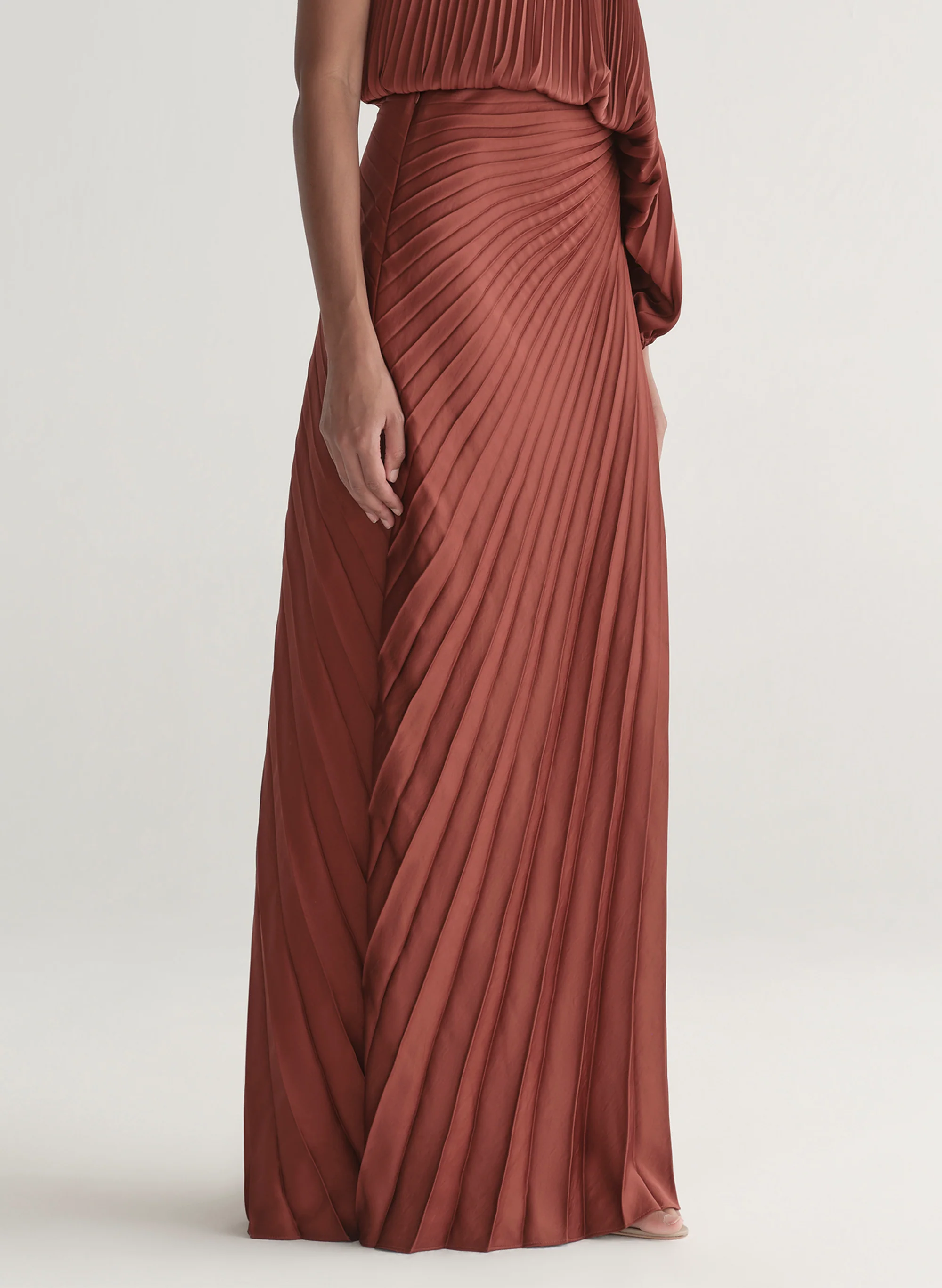 Bianca Satin Pleated Maxi Skirt - Image 4