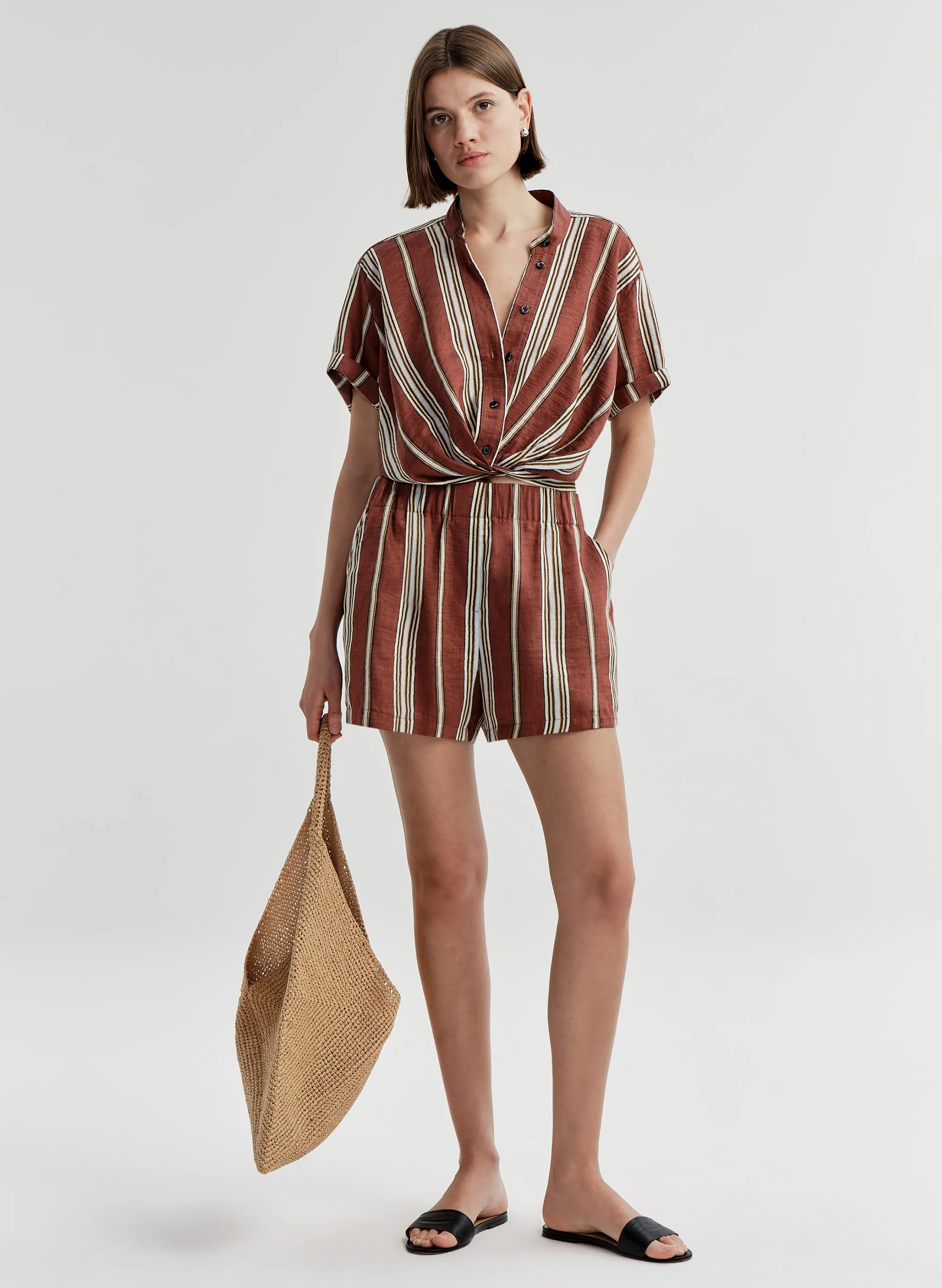Casey Striped Linen Short
