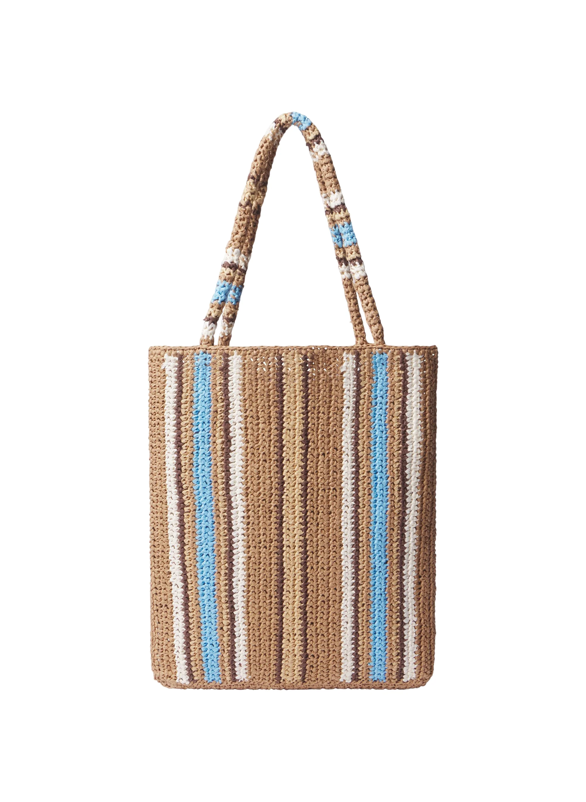Daisy Striped Raffia Tote - Image 4