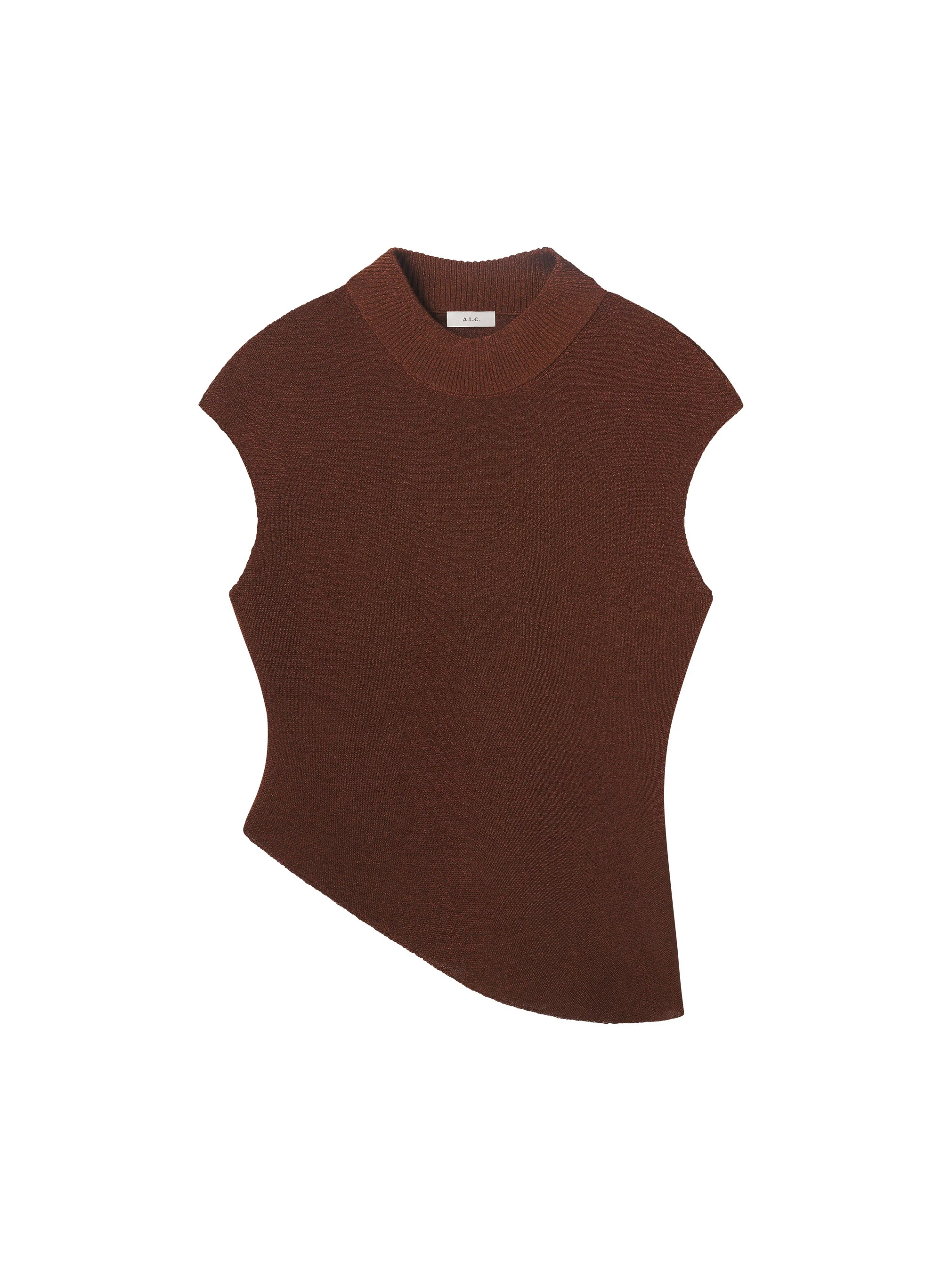 Edith Metallic Knit Asymmetric Top - Image 6