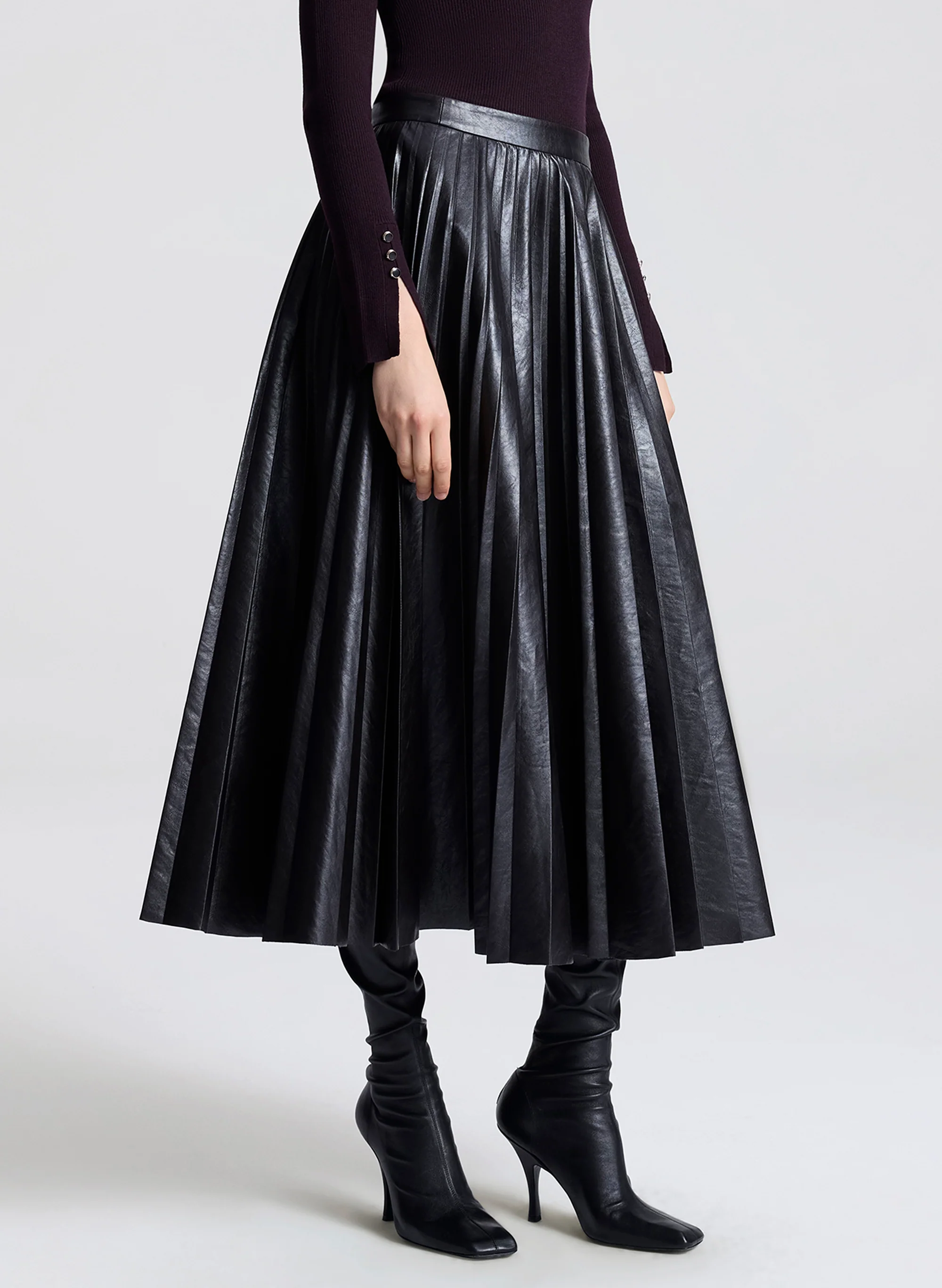 Etta Vegan Leather Midi Skirt - Image 3
