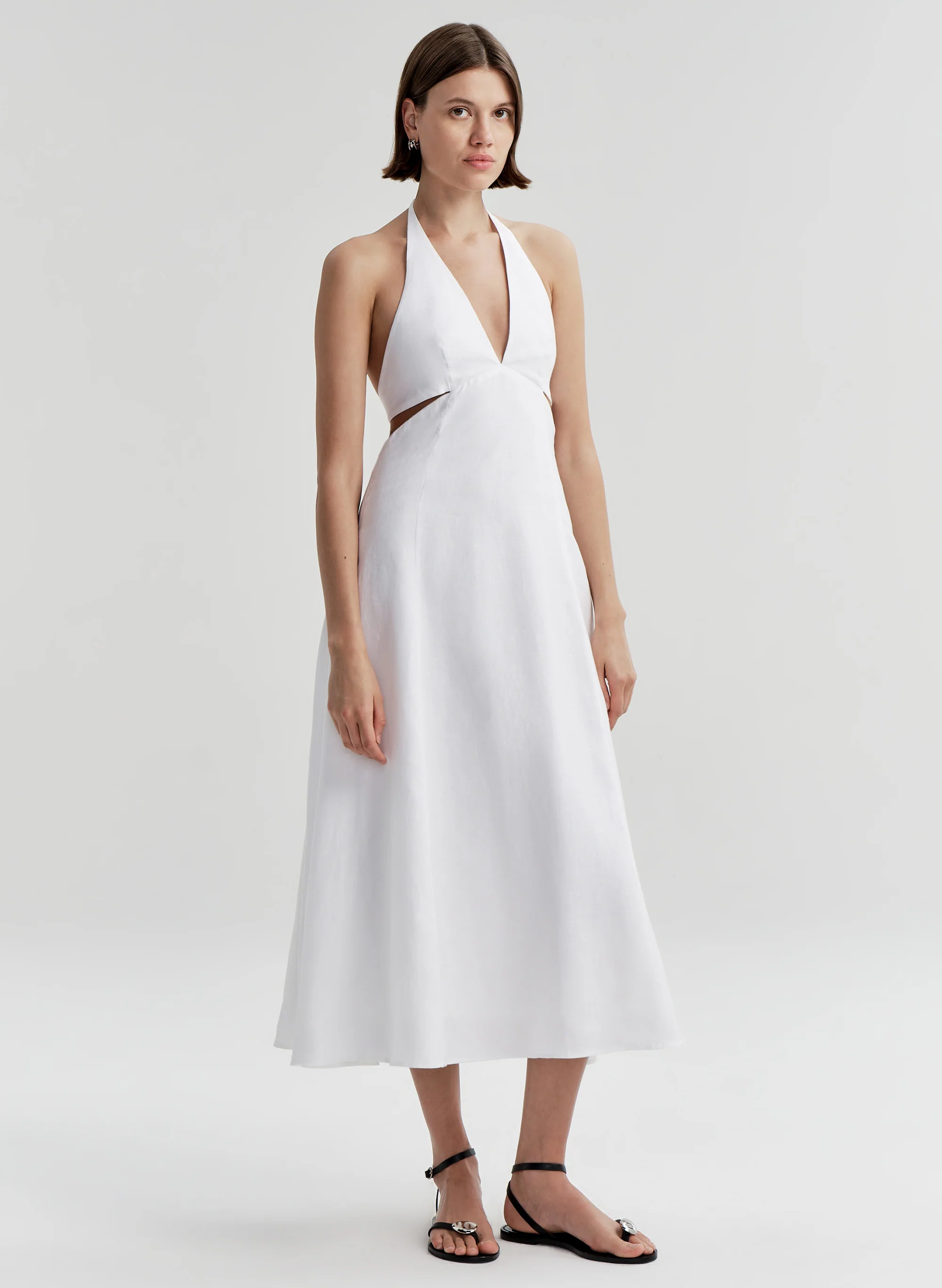 Evelena Tie-Back Linen Midi Dress - Image 4