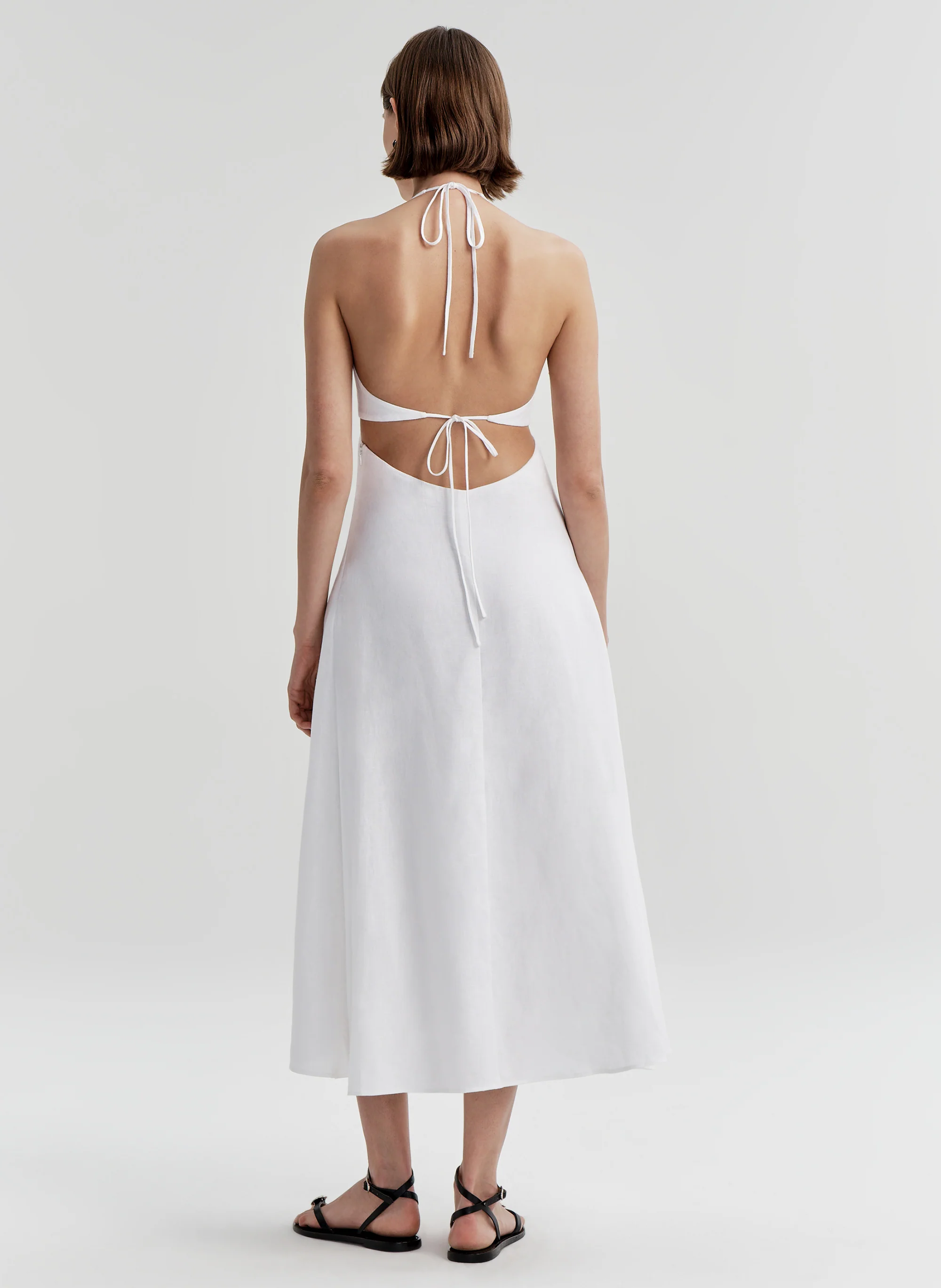 Evelena Tie-Back Linen Midi Dress - Image 6