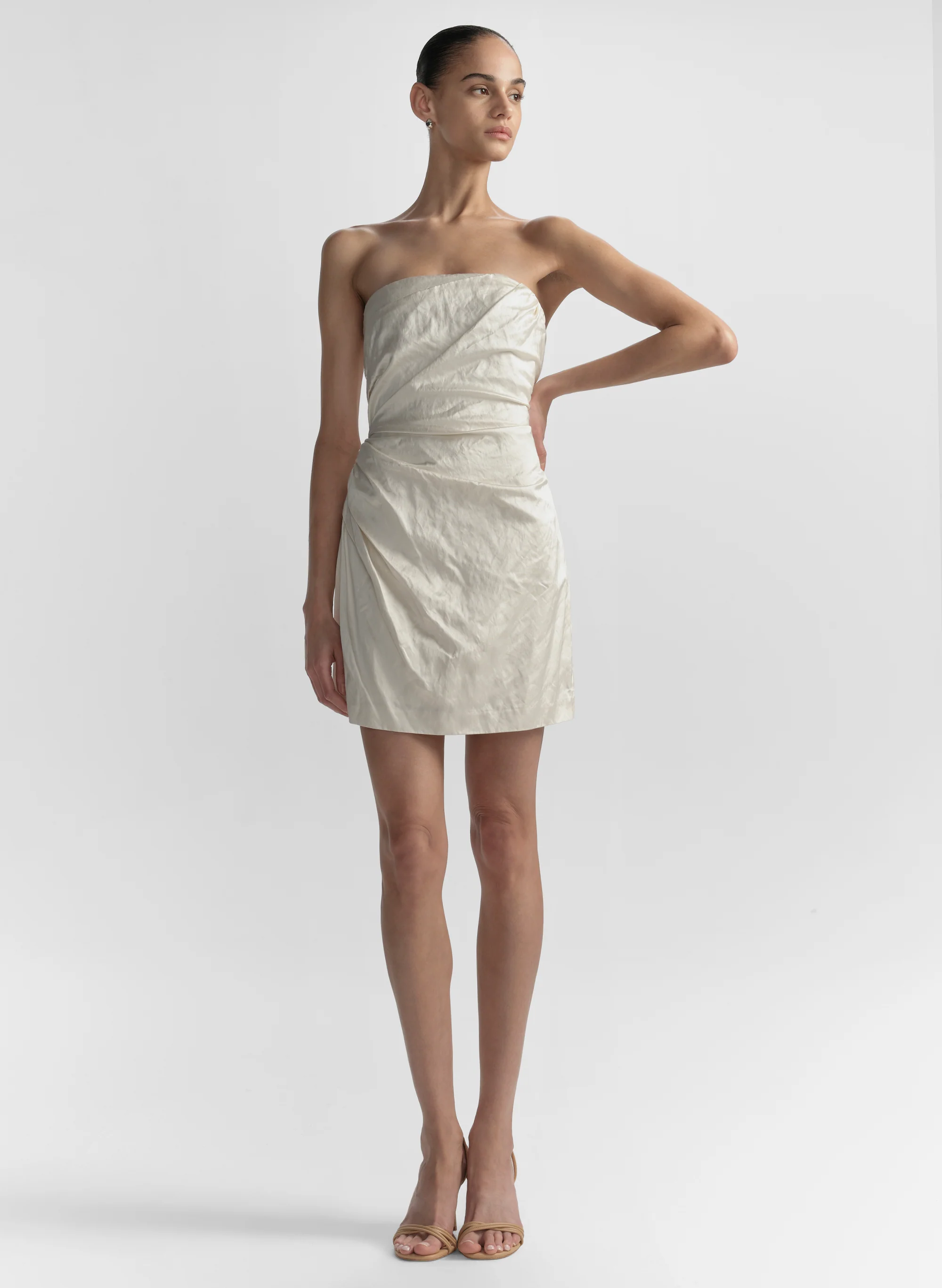 Evie Strapless Satin Mini Dress - Image 6