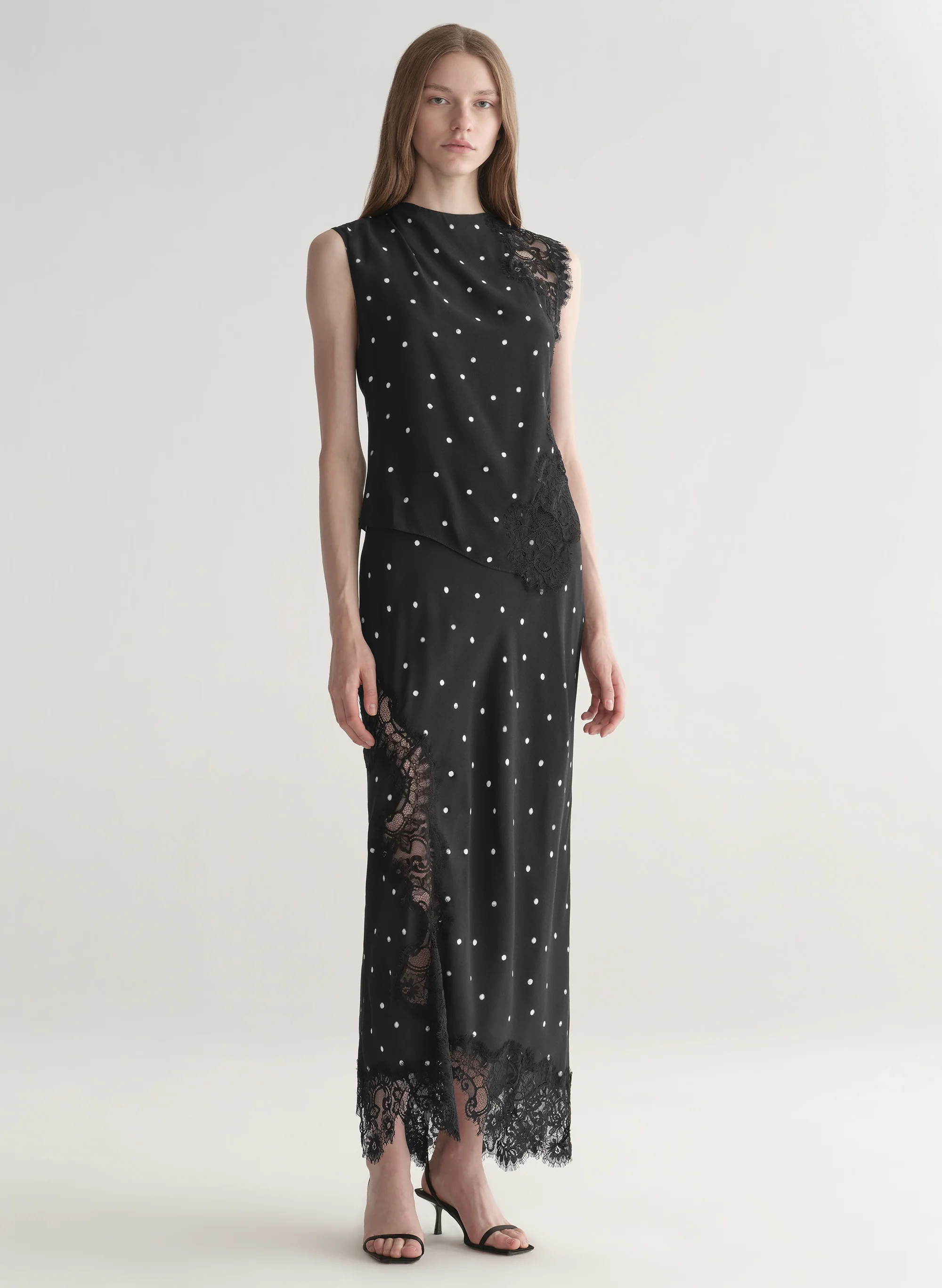 Gracie Polka Dot Crepe and Lace Top - Image 3