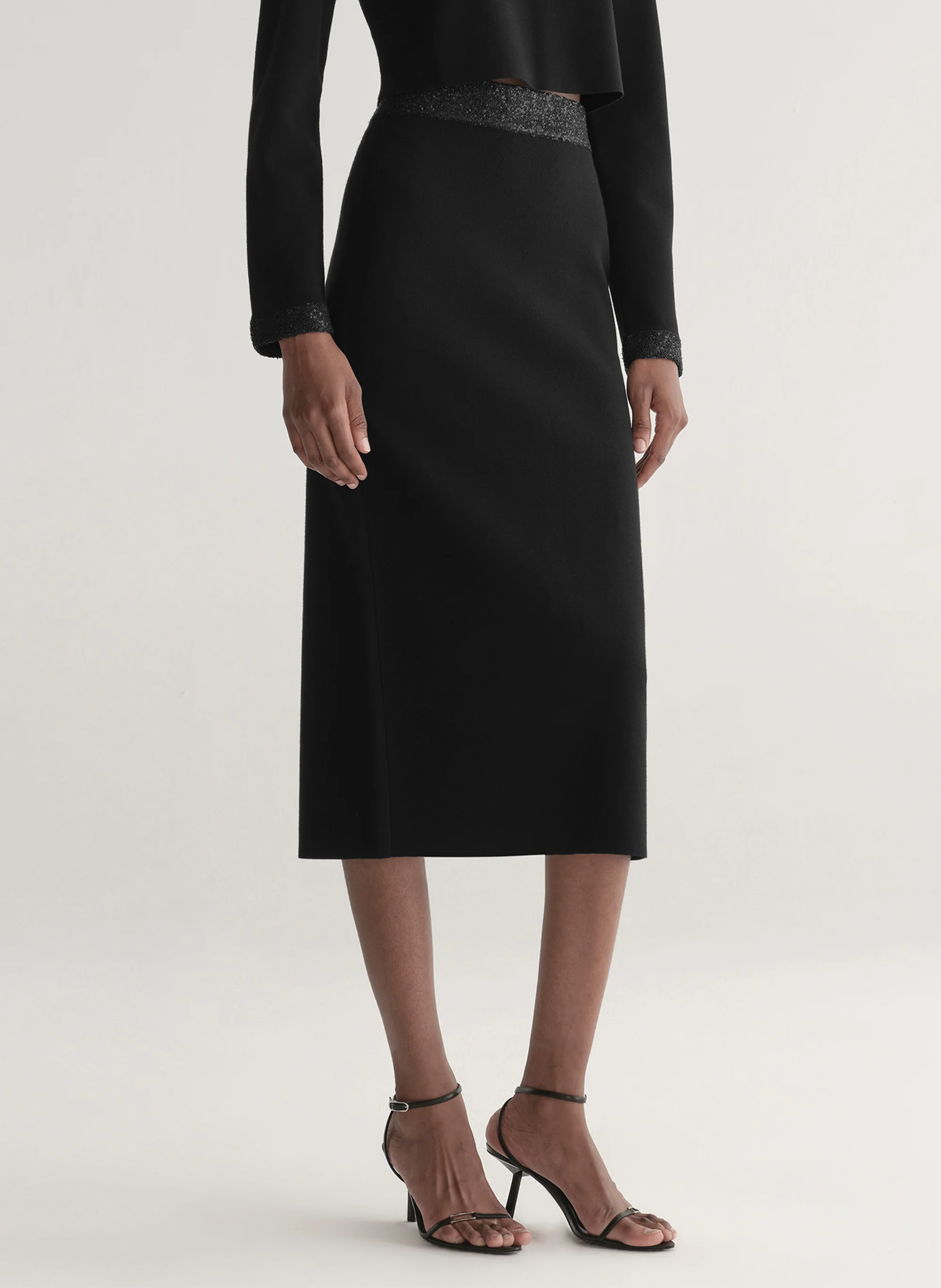 Jane Sequin Compact Knit Midi Skirt - Image 3