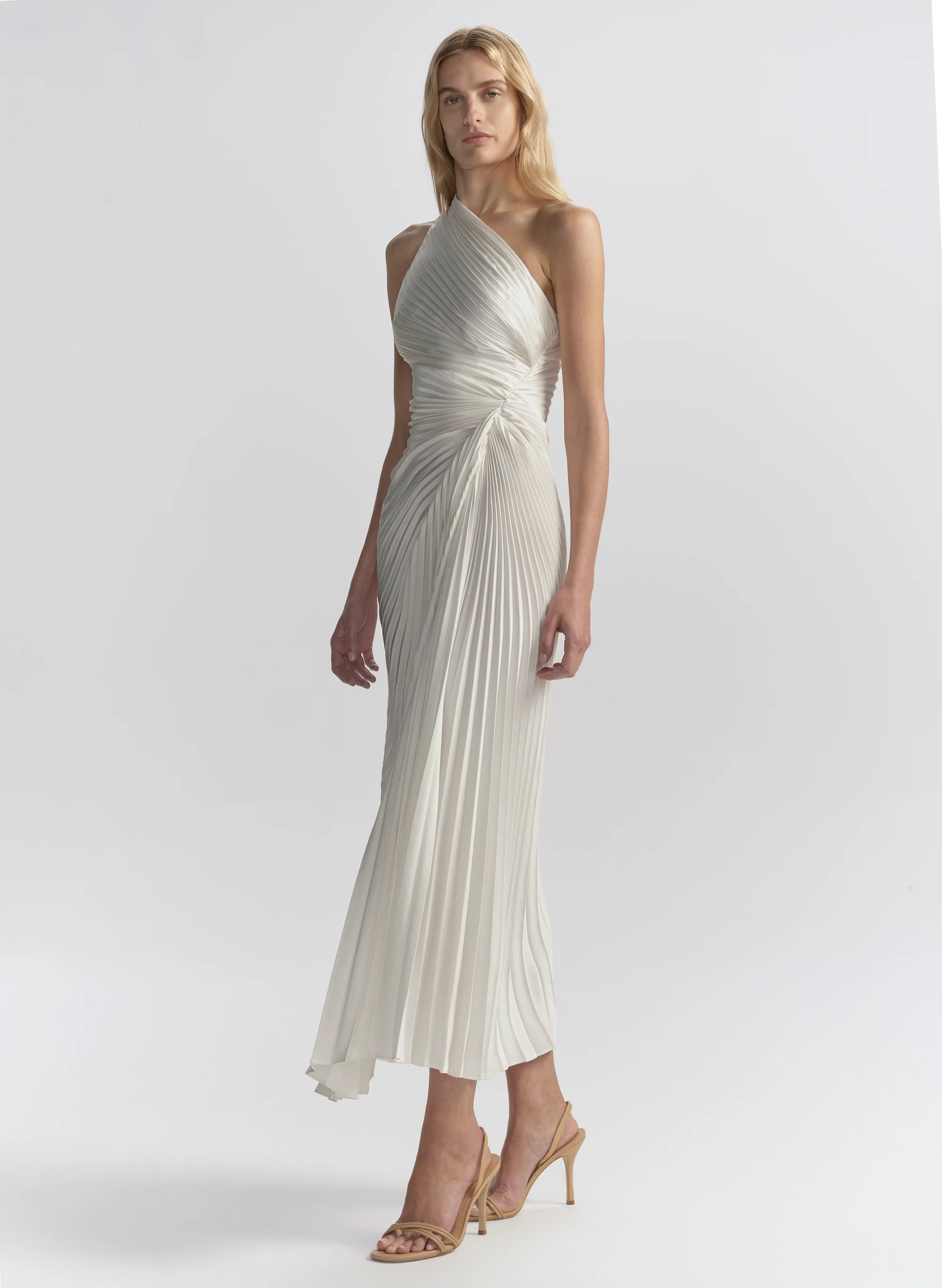 Lara Satin Pleated Midi Dress - Image 4