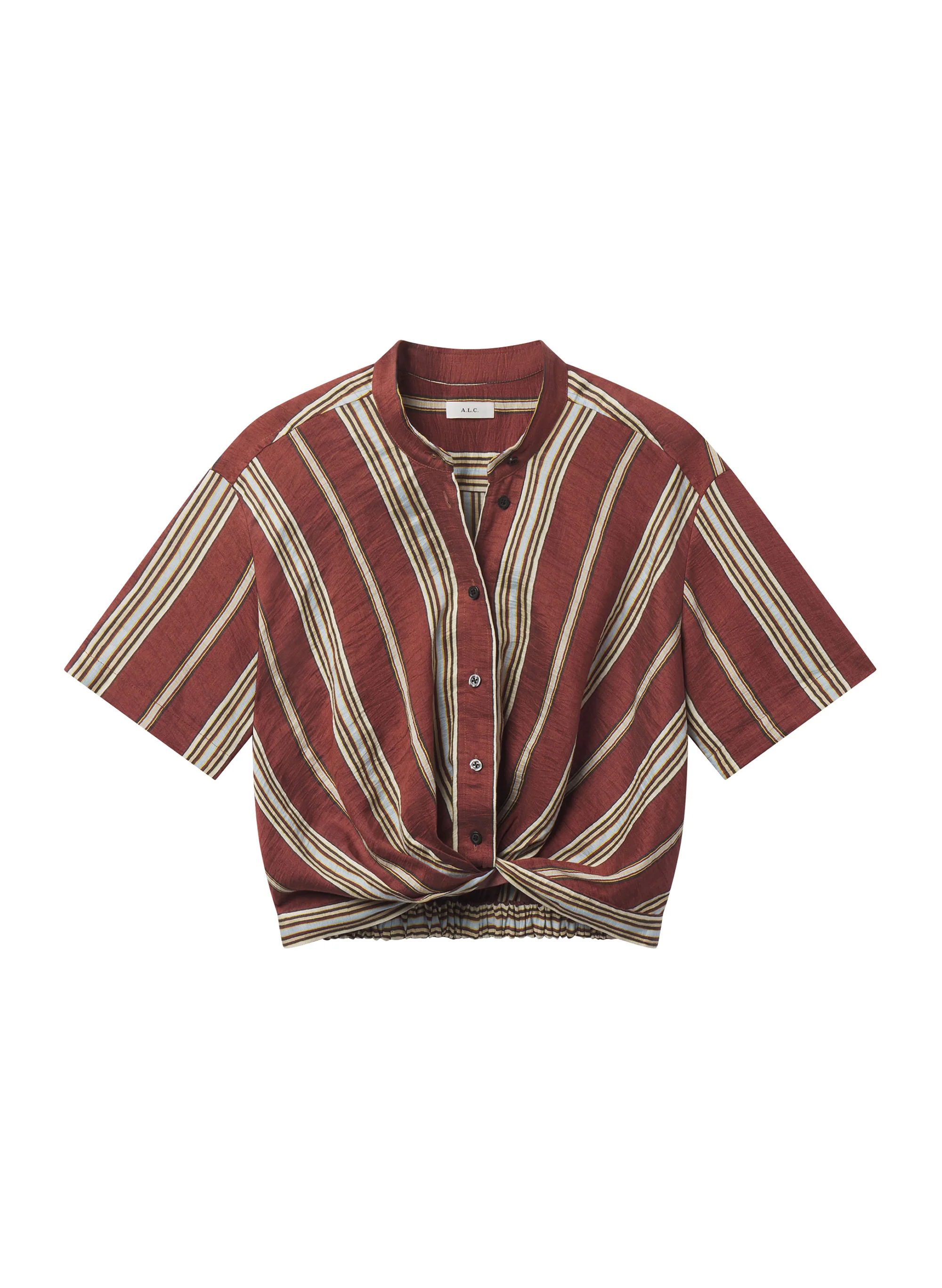 Leonore Short Sleeve Striped Linen Shirt - Image 6