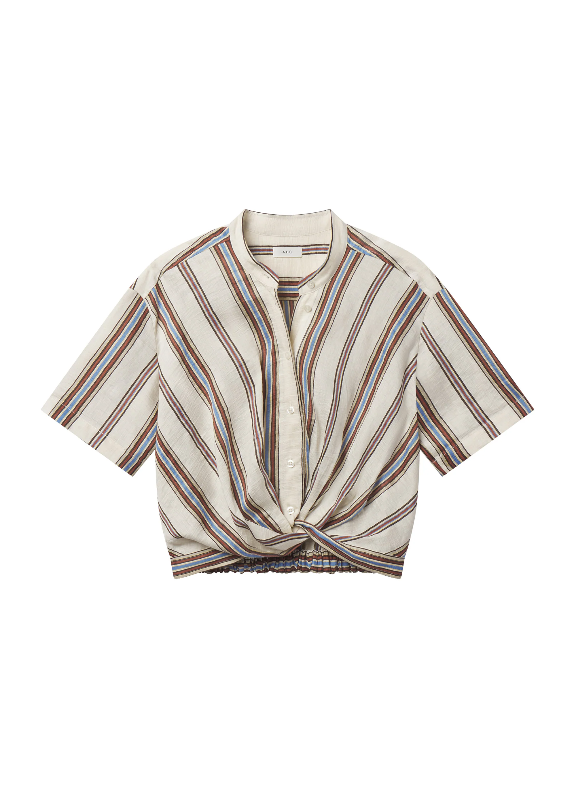 Leonore Short Sleeve Striped Linen Shirt - Image 6