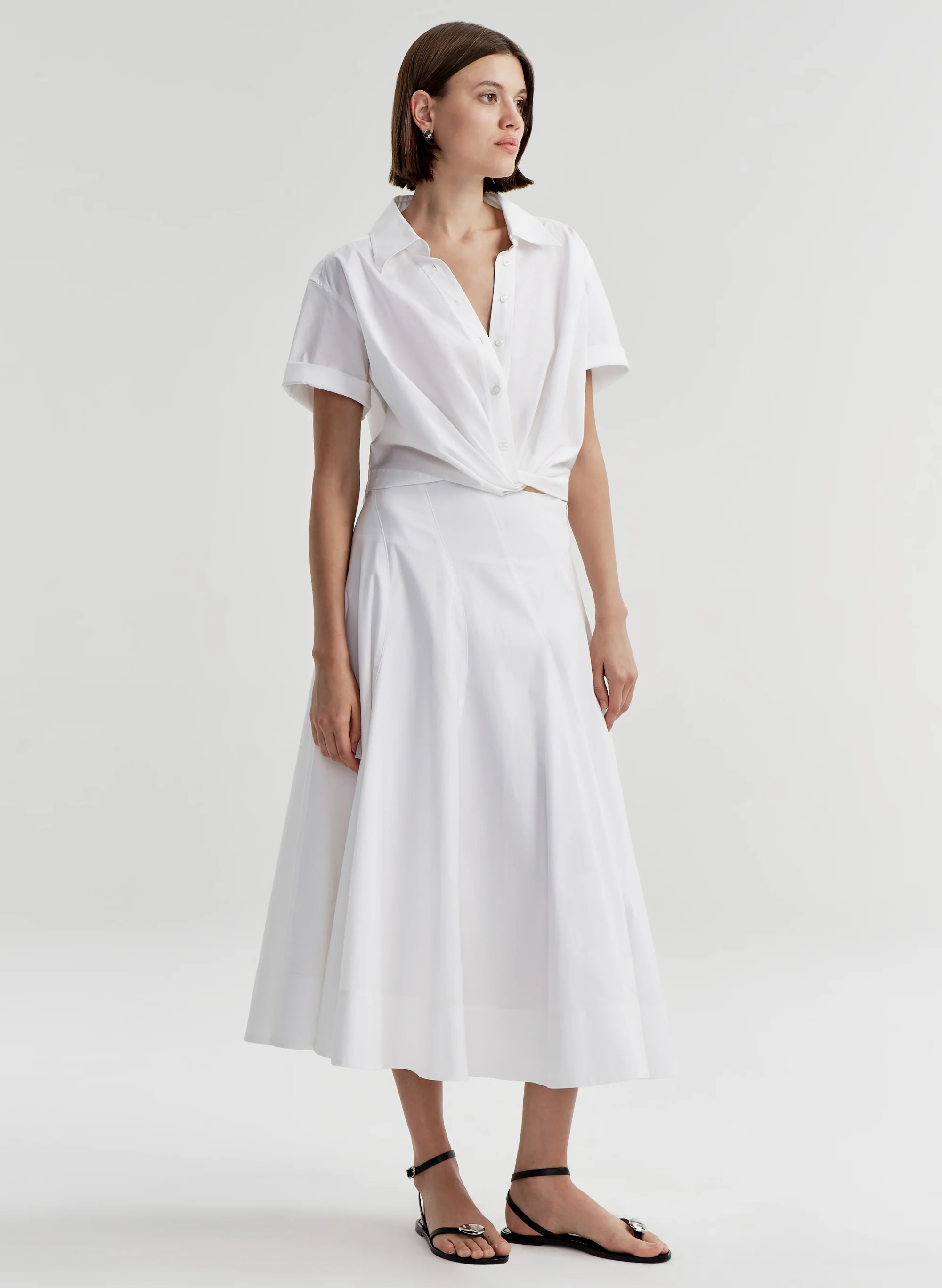 Lily Short Sleeve Cropped Cotton Shirt - Image 3