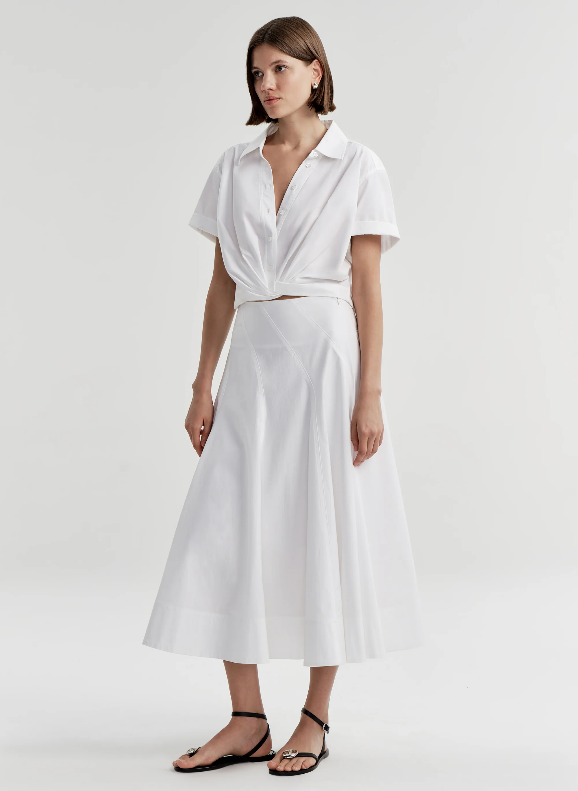 Lily Short Sleeve Cropped Cotton Shirt - Image 4