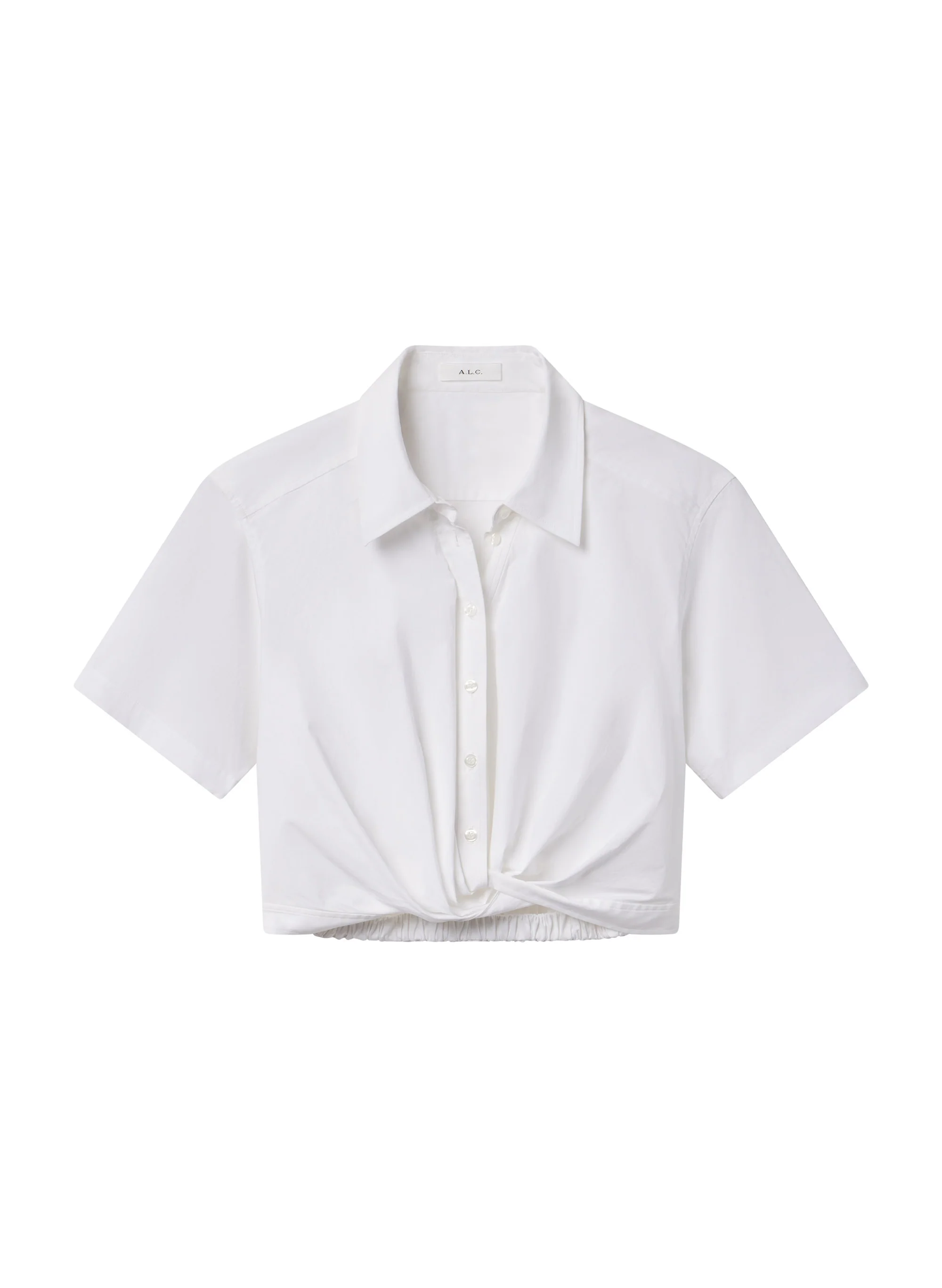 Lily Short Sleeve Cropped Cotton Shirt - Image 6