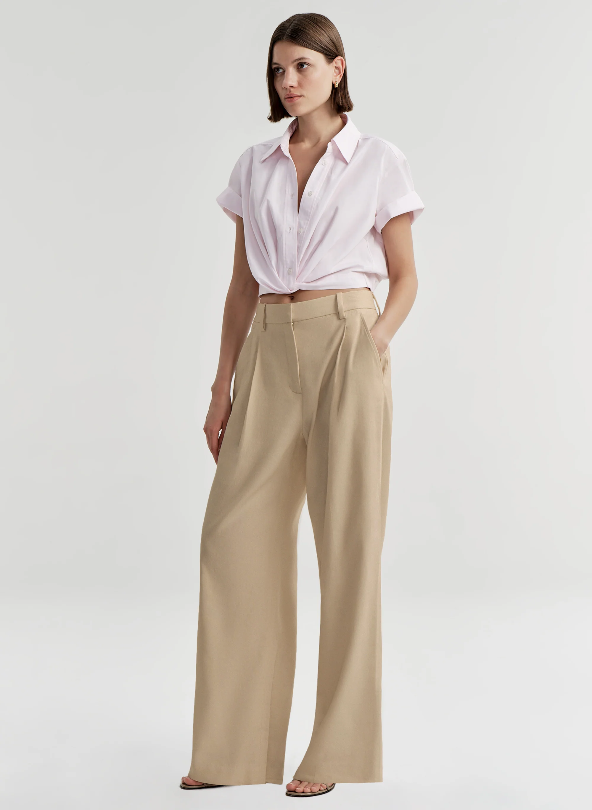 Lily Short Sleeve Cropped Cotton Shirt - Image 4
