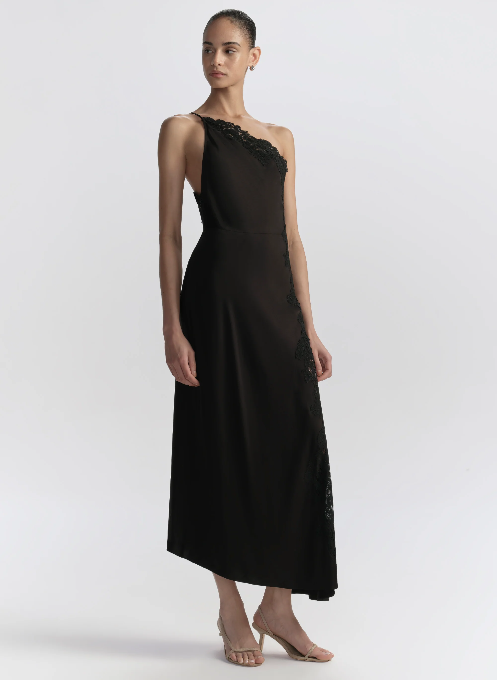 Lou Satin and Lace Midi Dress - Image 3