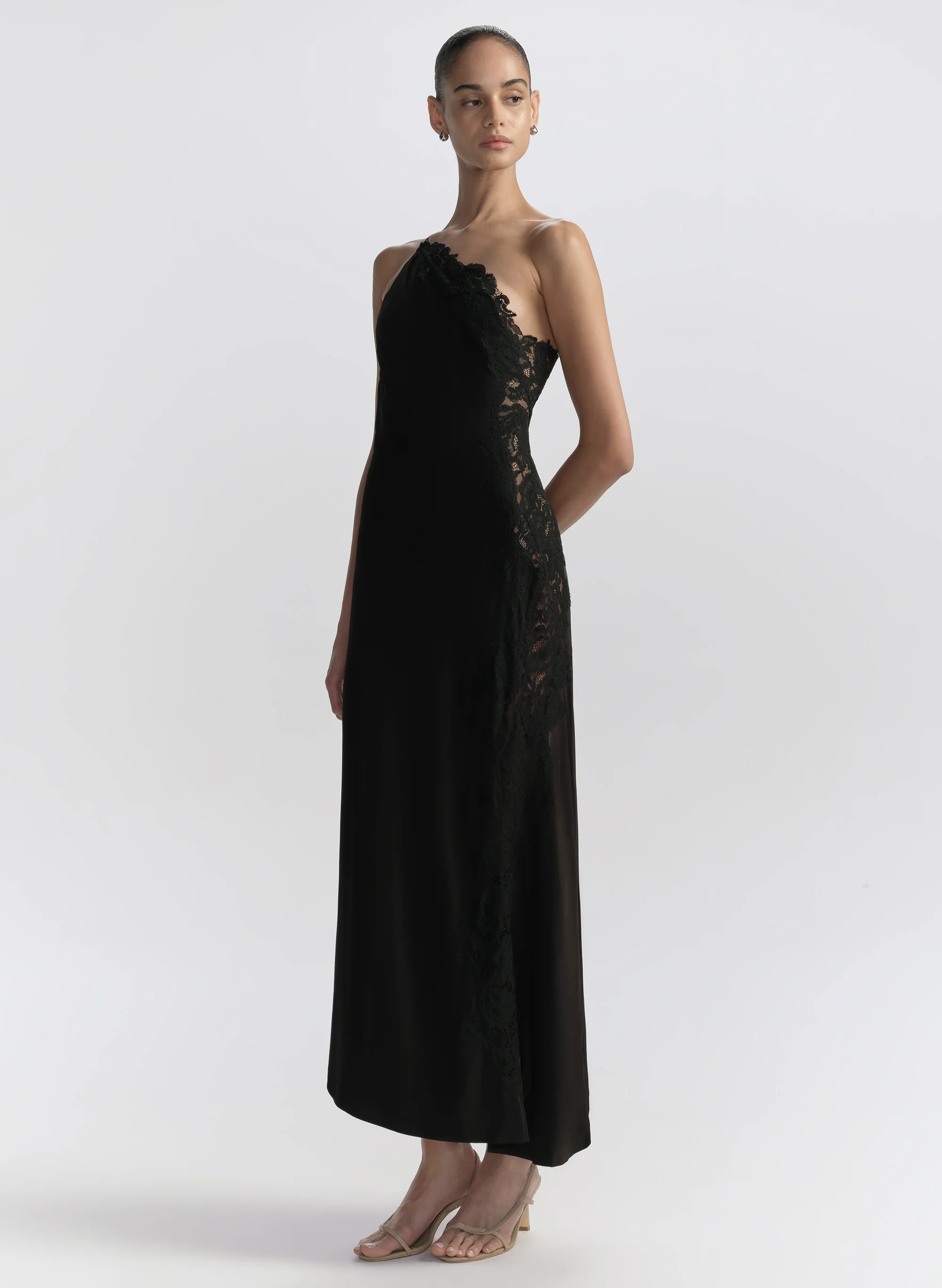 Lou Satin and Lace Midi Dress - Image 4