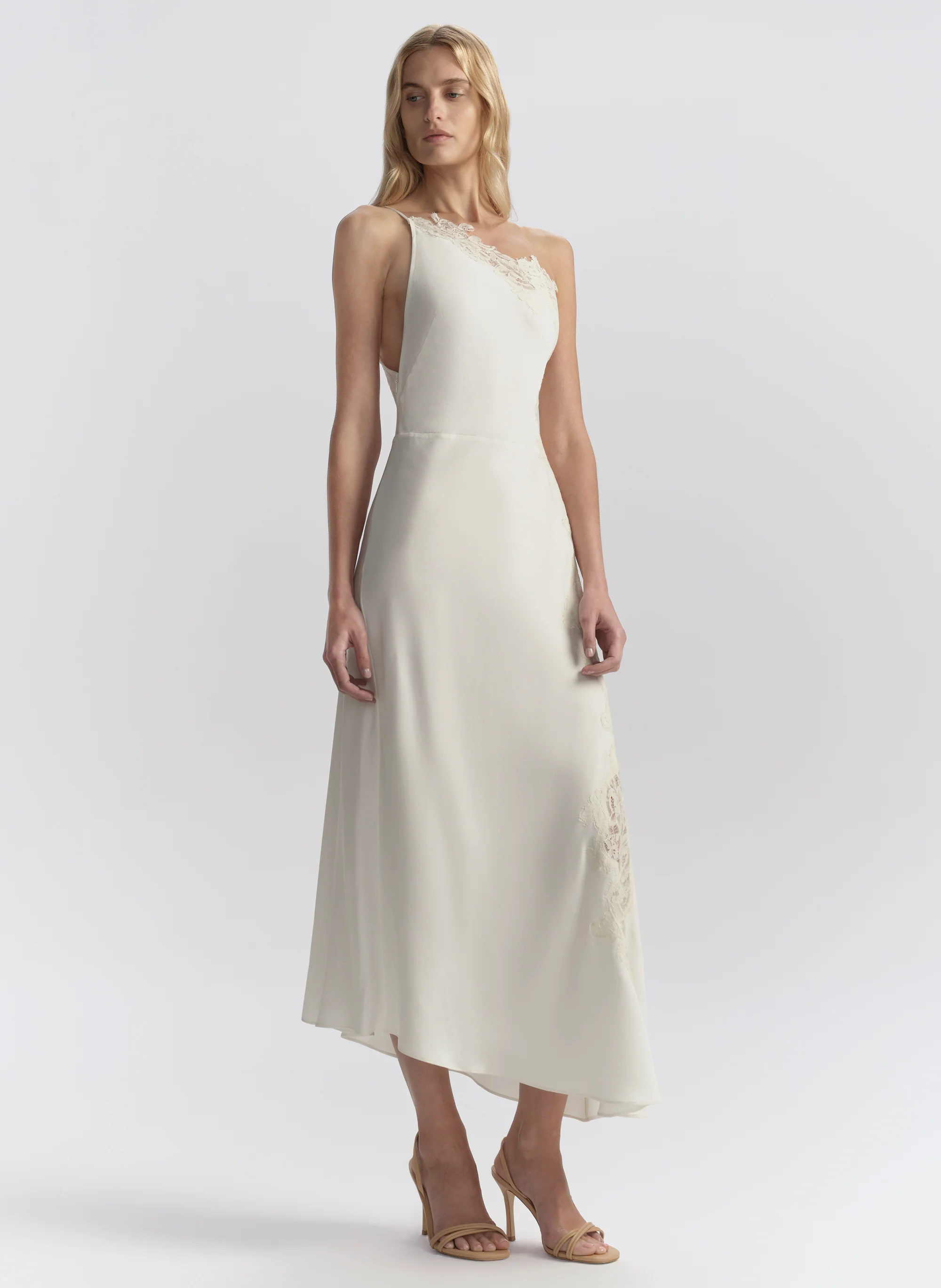 Lou Satin and Lace Midi Dress - Image 3
