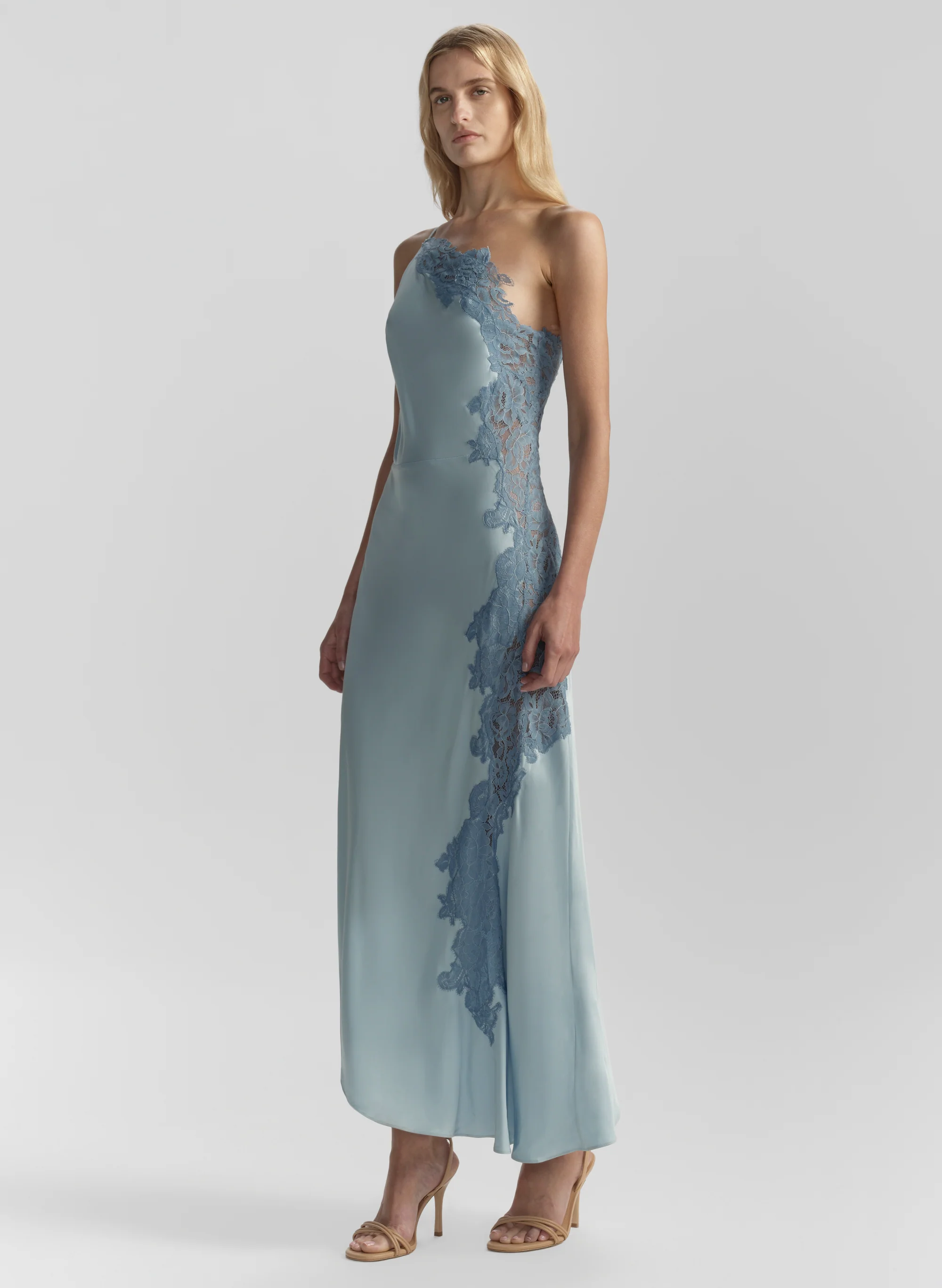 Lou Satin and Lace Midi Dress - Image 4