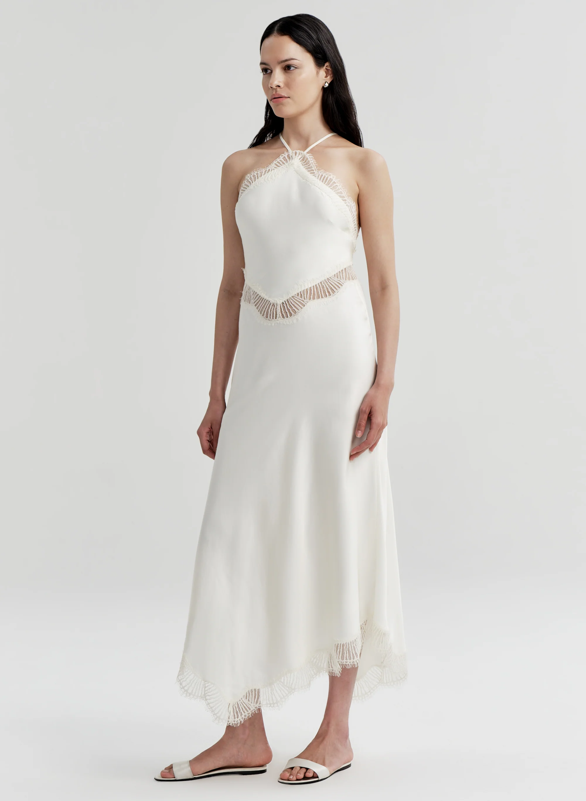 Lucia Satin and Lace Midi Dress - Image 4