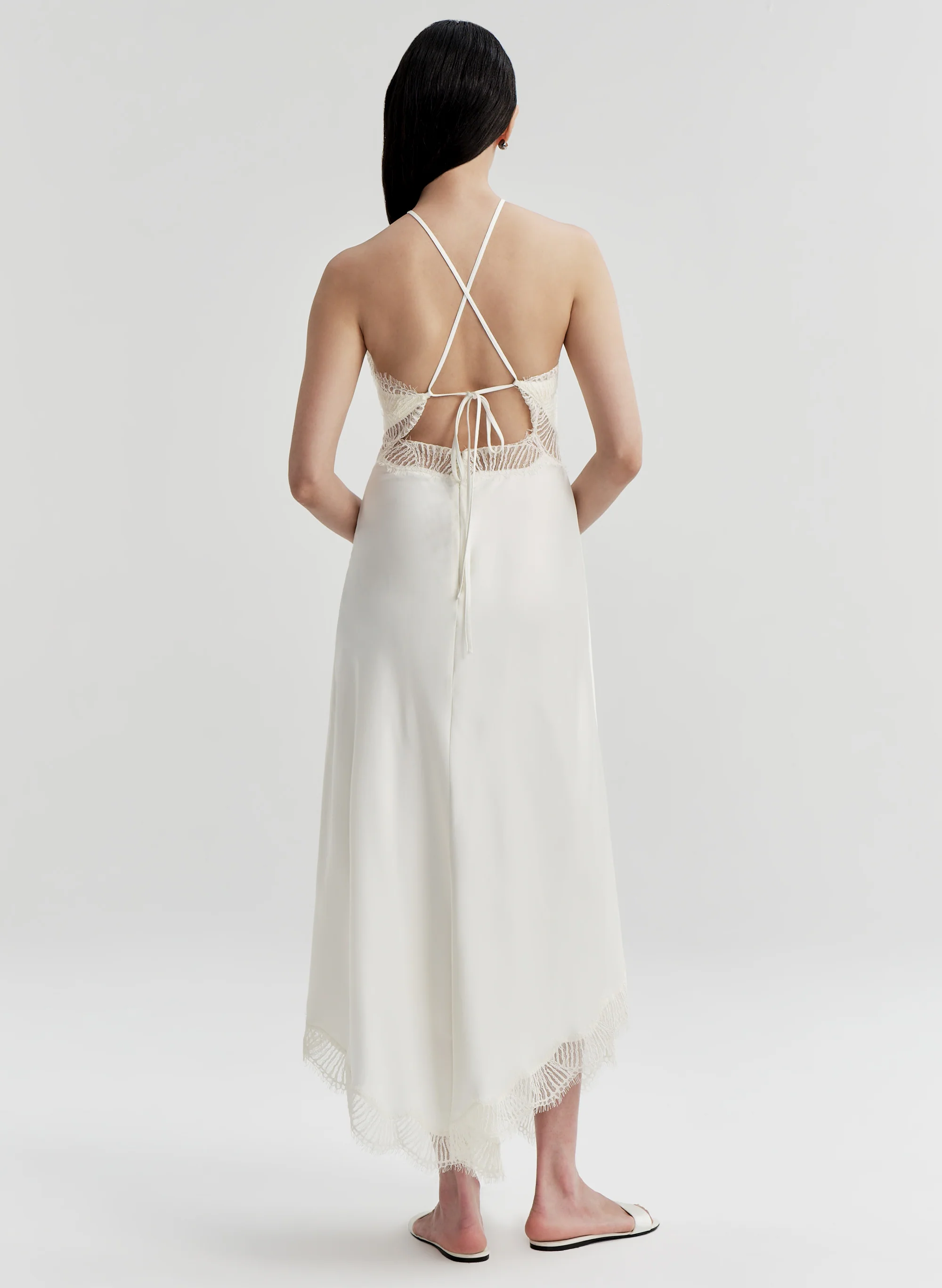 Lucia Satin and Lace Midi Dress - Image 5