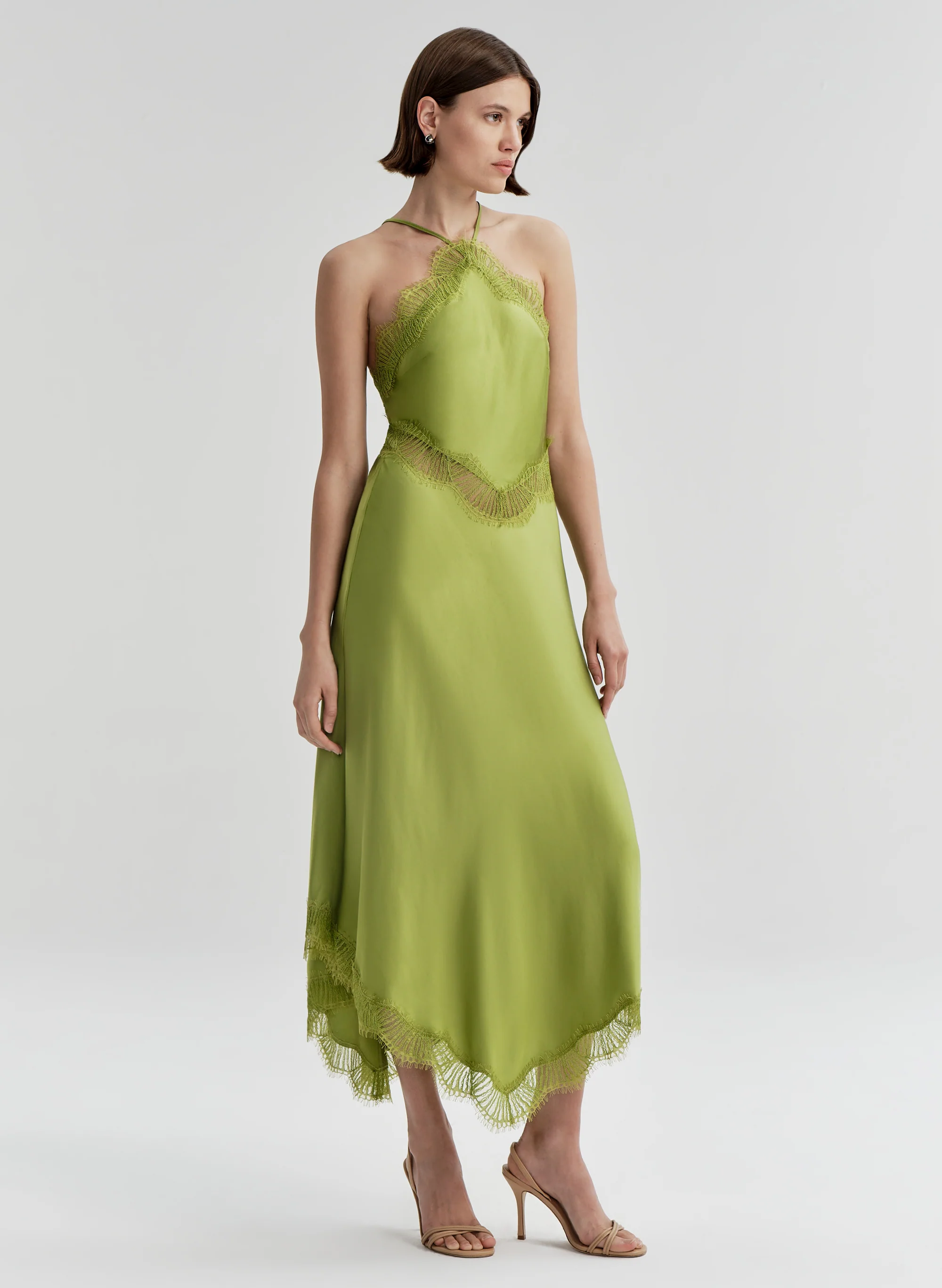 Lucia Satin and Lace Midi Dress - Image 3