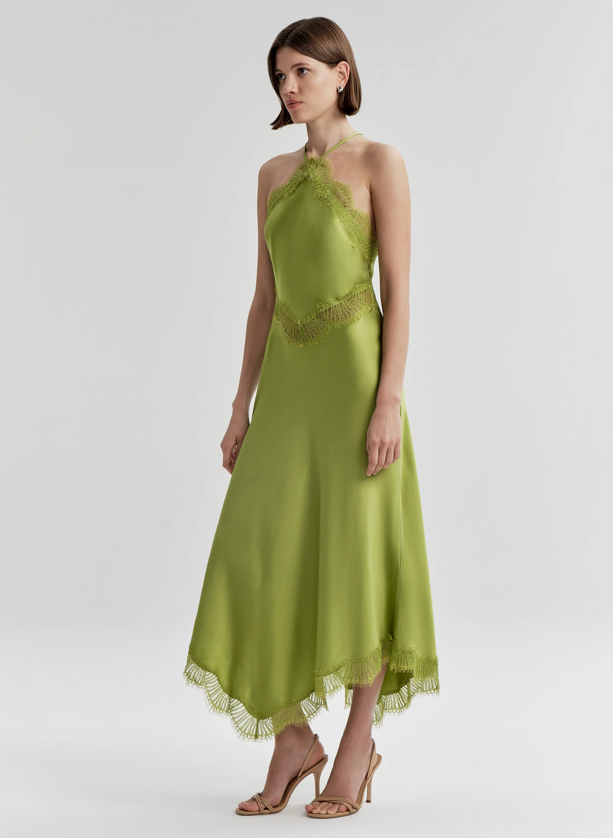 Lucia Satin and Lace Midi Dress - Image 4
