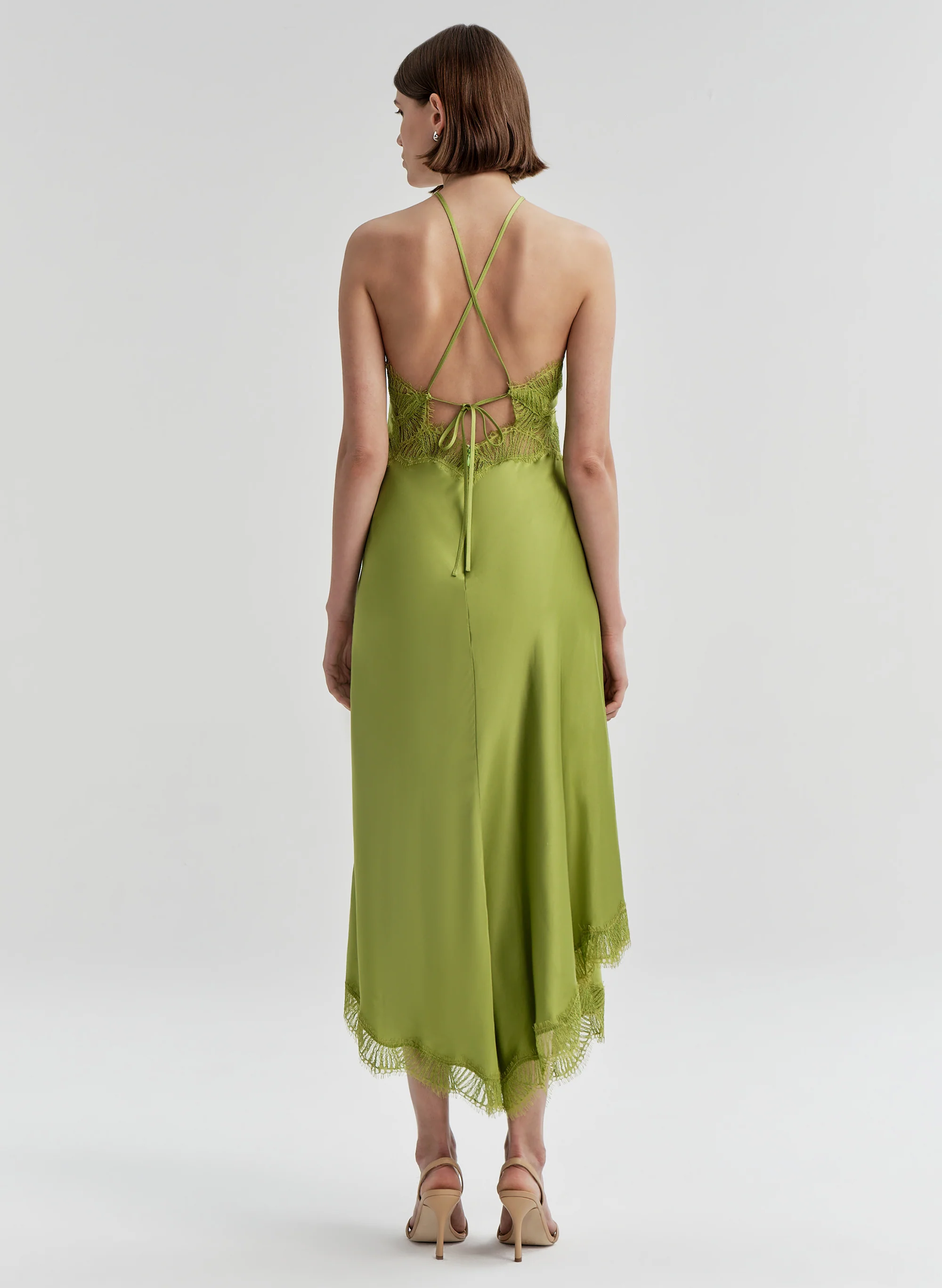Lucia Satin and Lace Midi Dress - Image 5