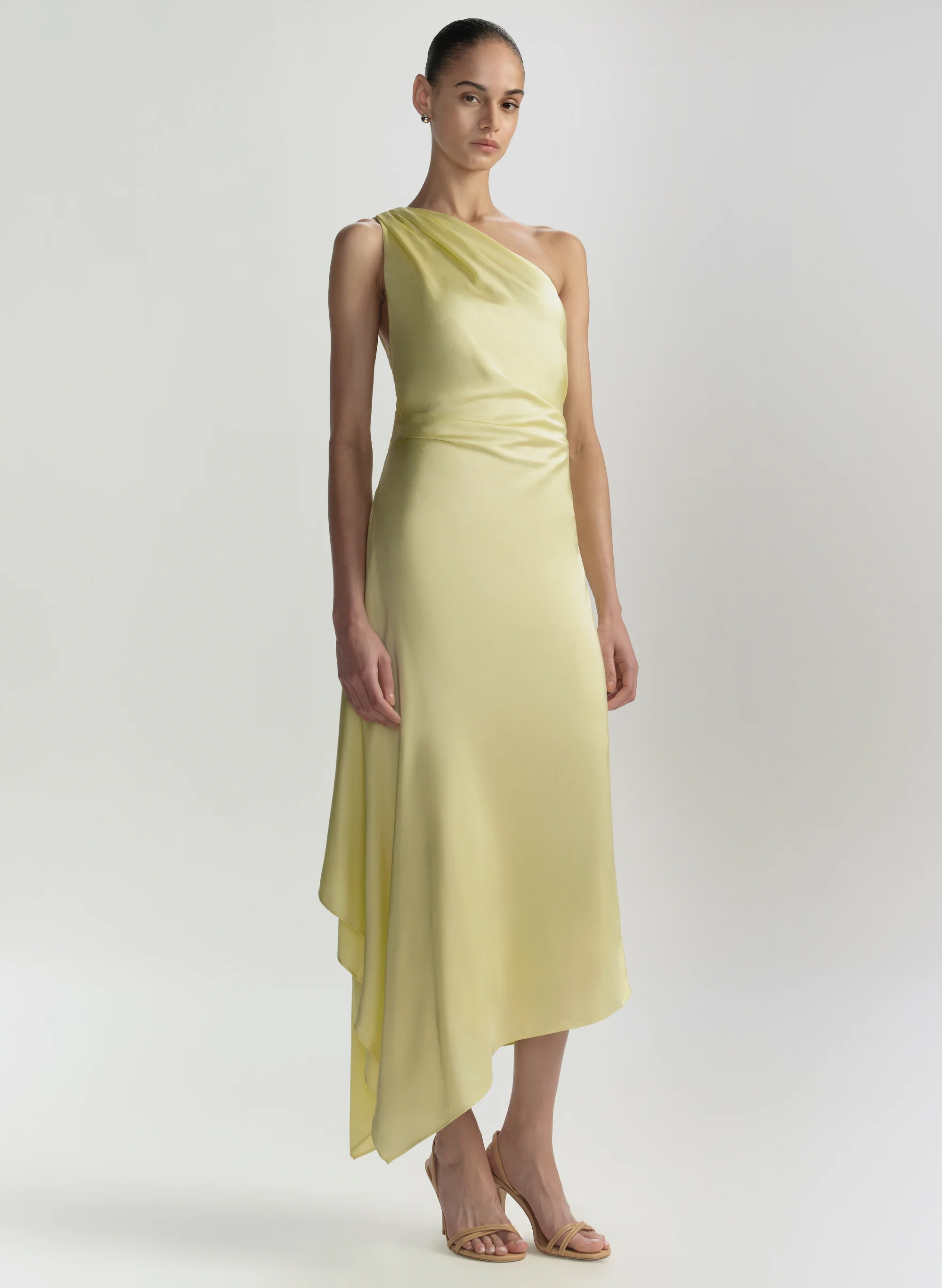 Lyn Satin One Shoulder Midi Dress - Image 3