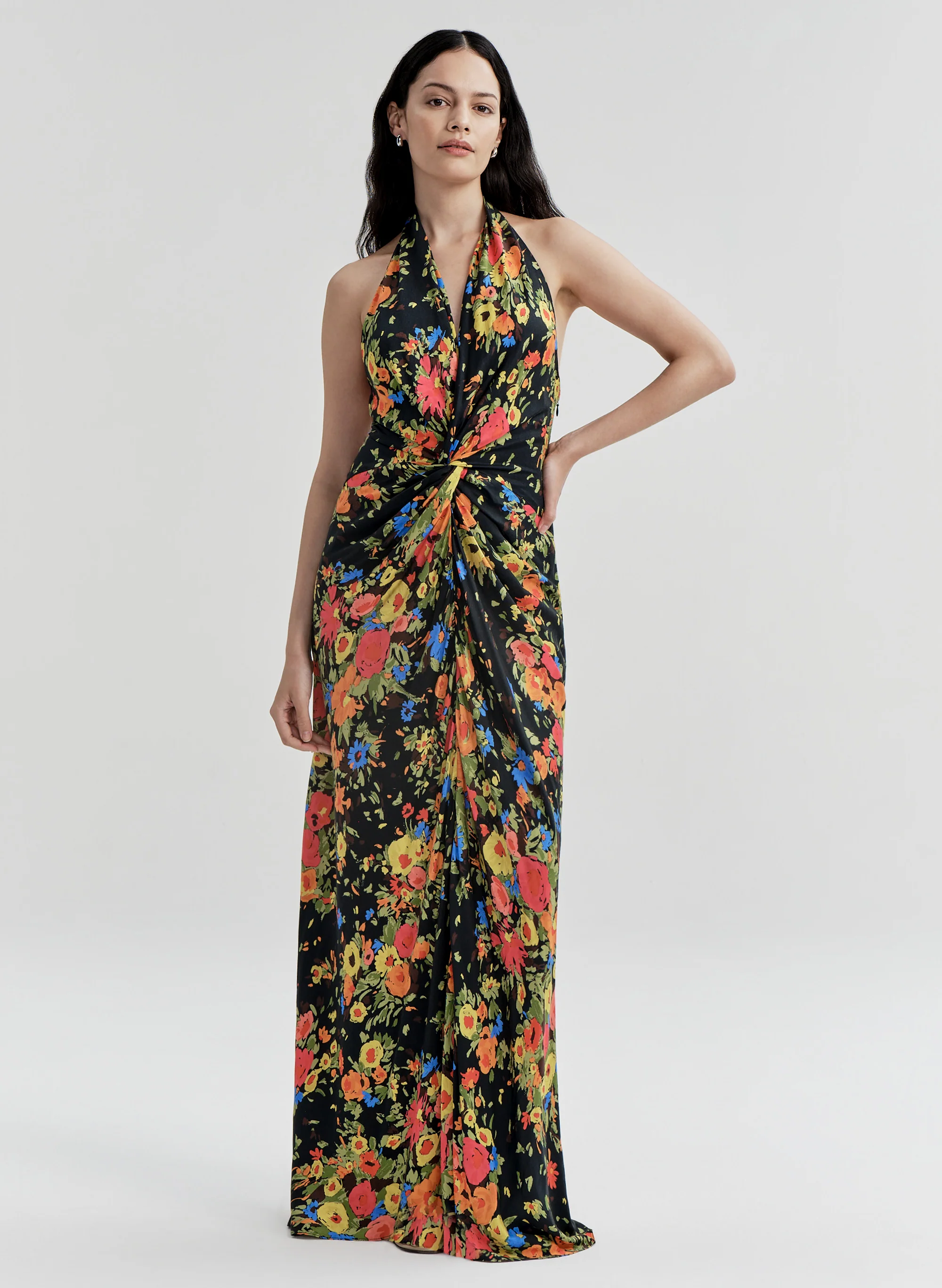 Mabel Floral Satin Gown