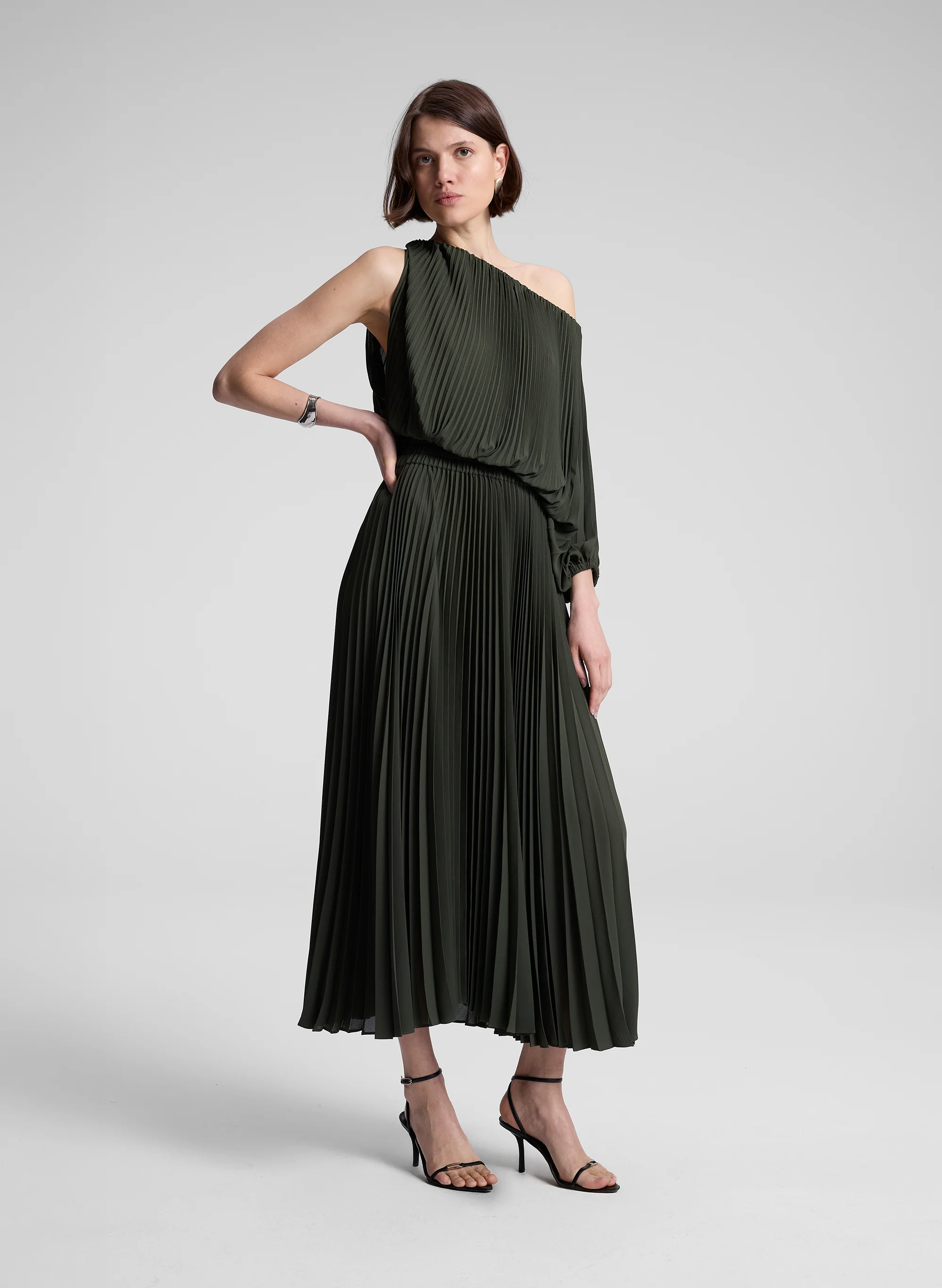 Mara Georgette Pleated Midi Dress - Image 3