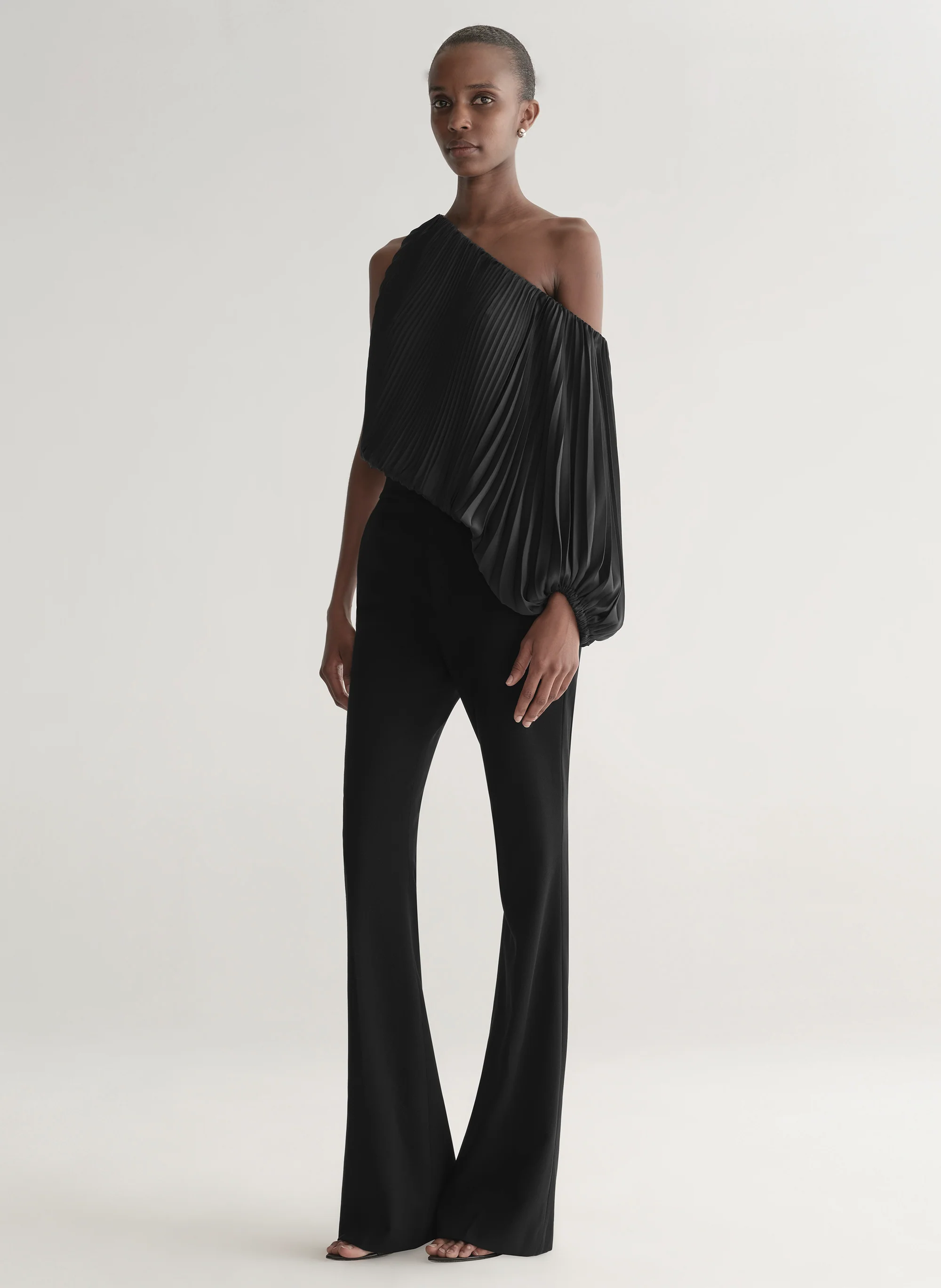 Mara Satin Pleated Asymmetric Top - Image 4