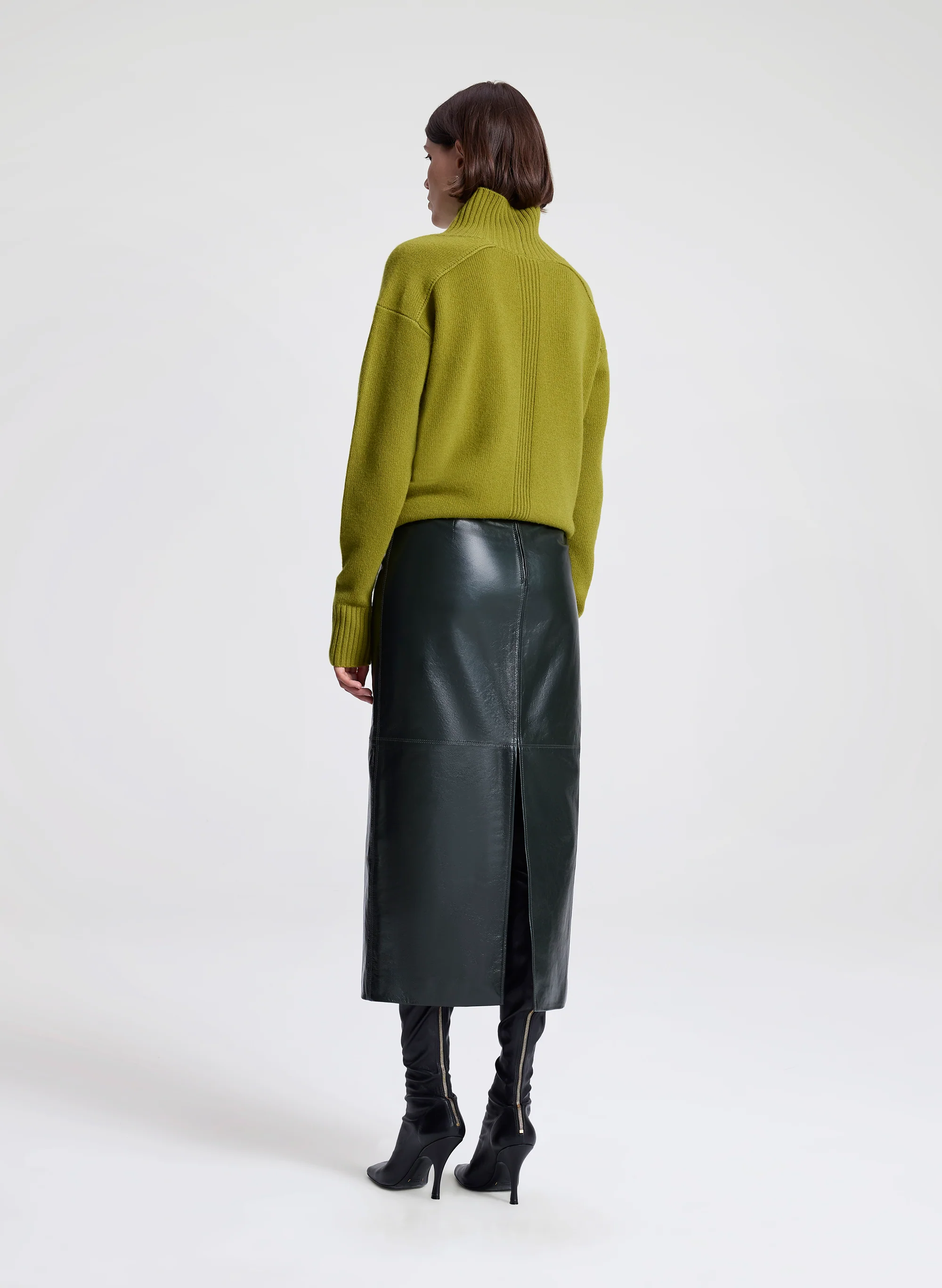 Marta Glossy Leather Midi Skirt - Image 5