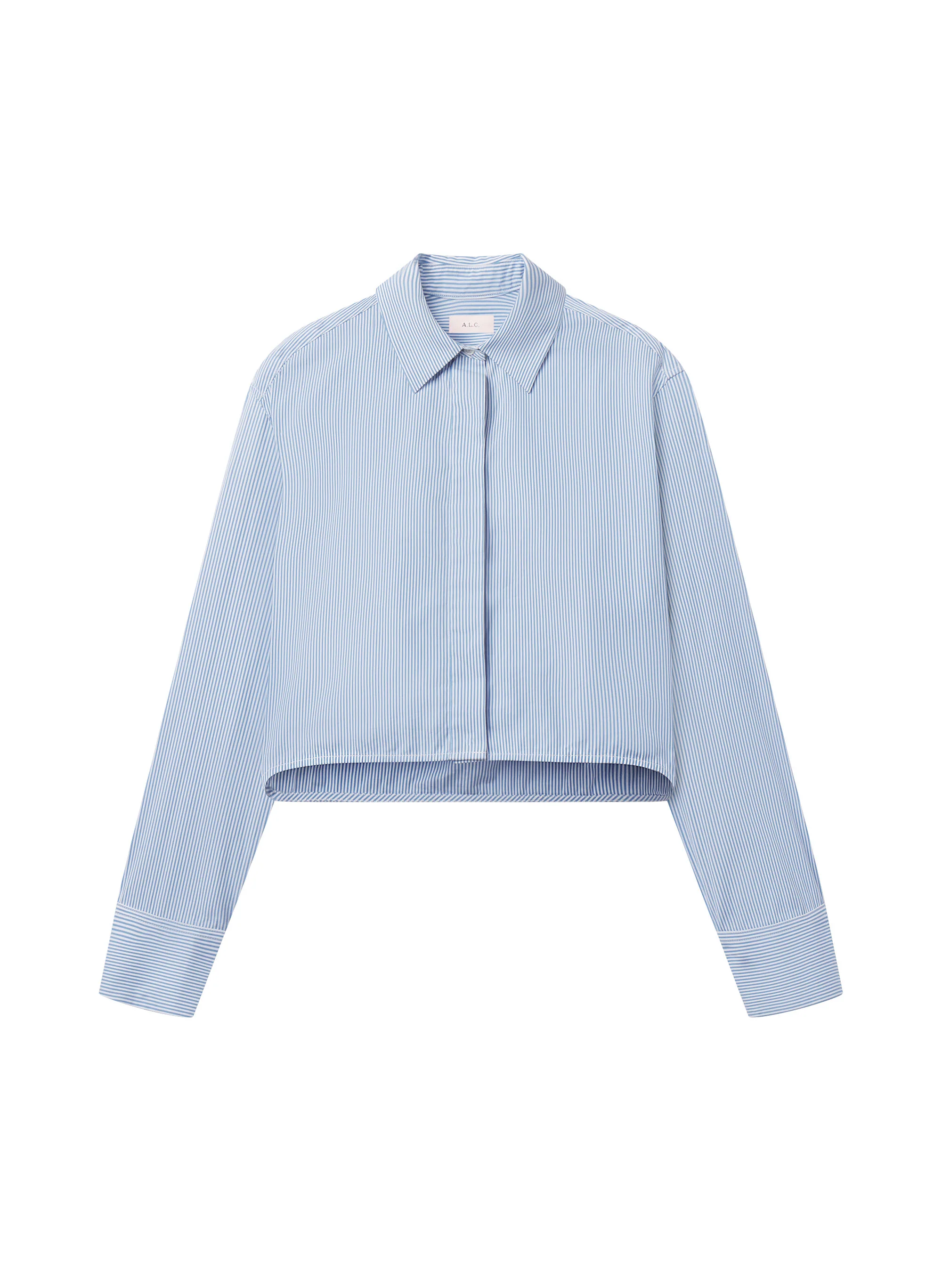 Maude Cropped Cotton Stripe Shirt - Image 6