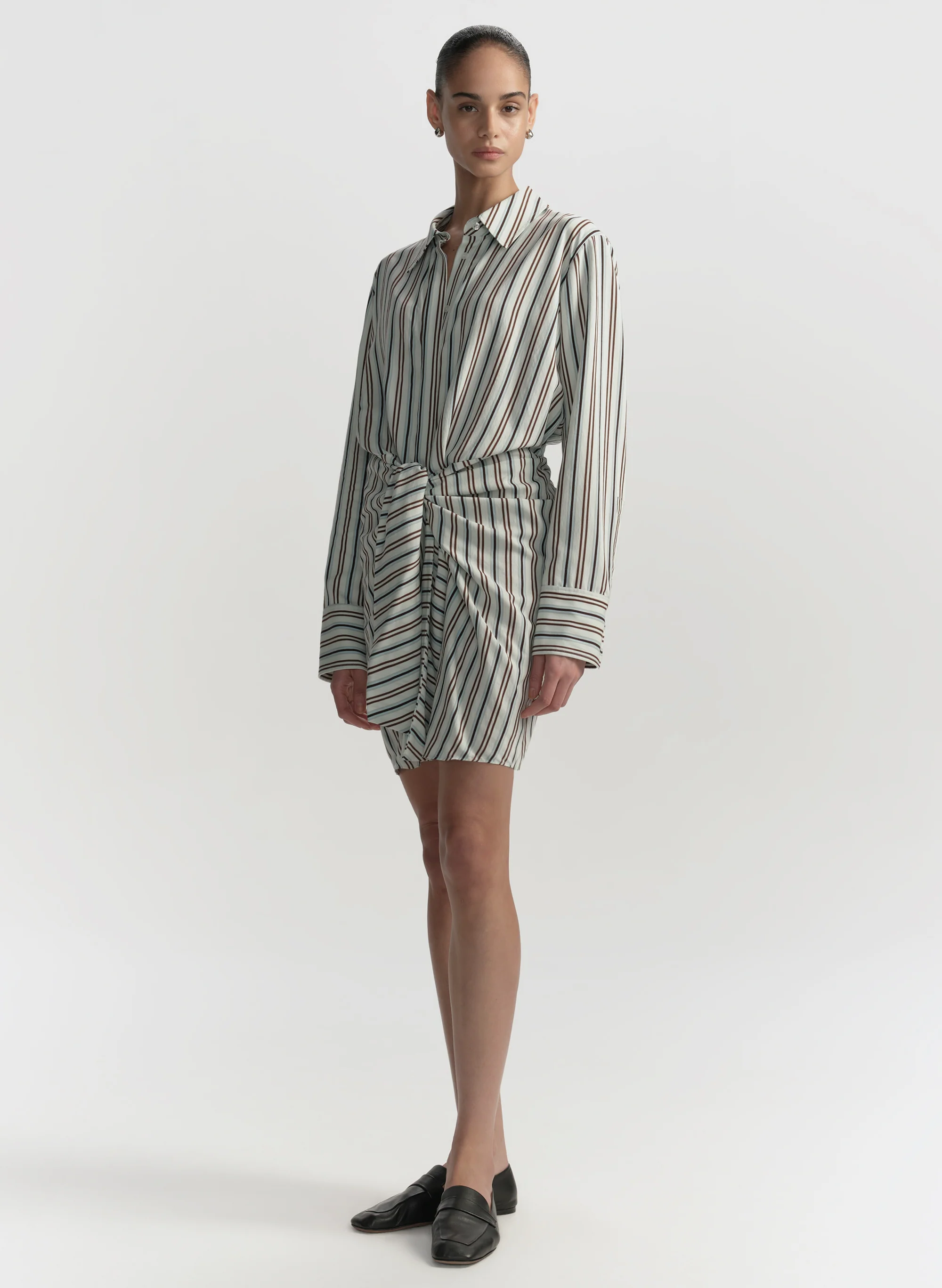 Mia Striped Mini Shirtdress - Image 4