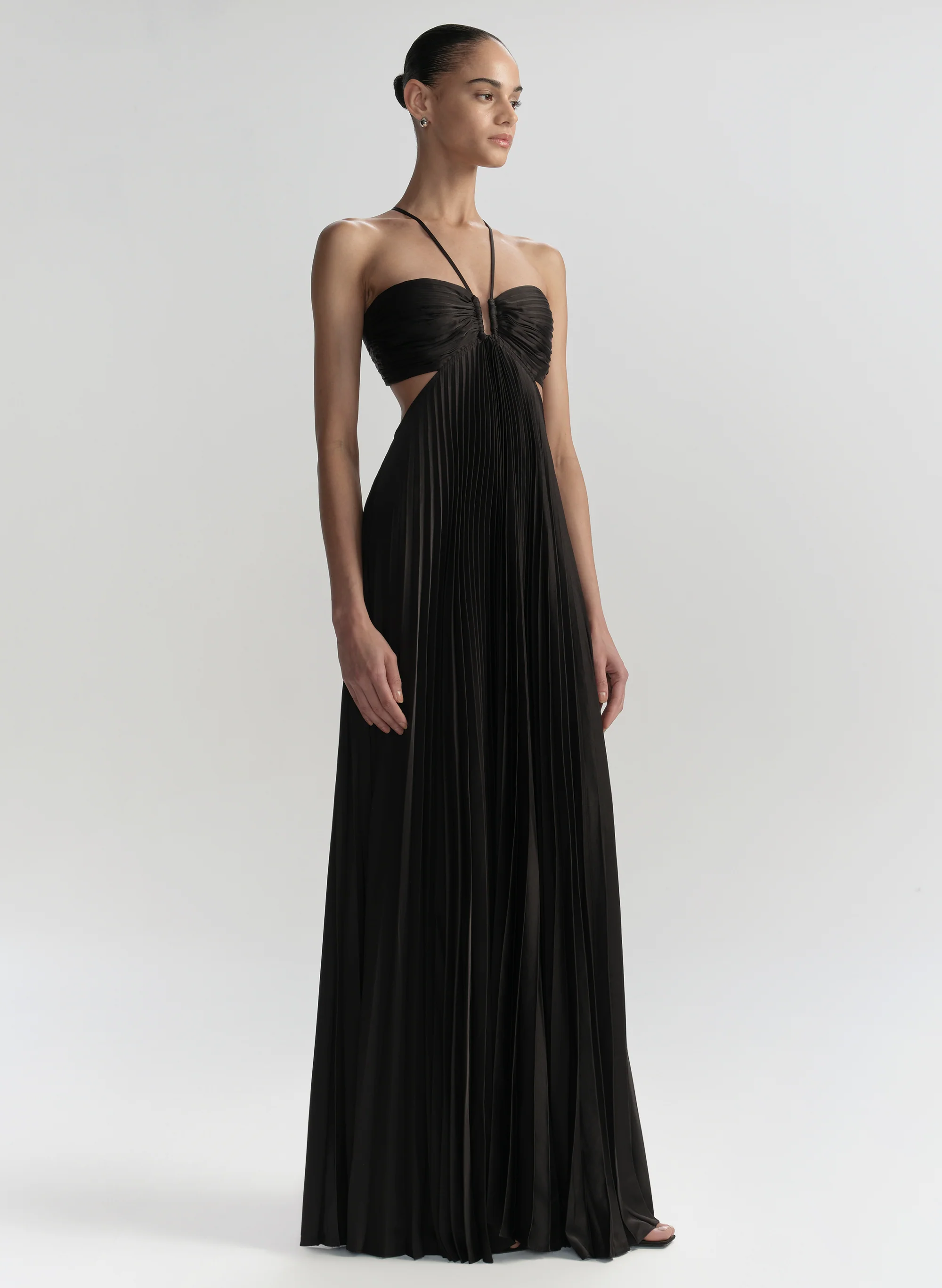 Moira Satin Pleated Maxi Dress - Image 3
