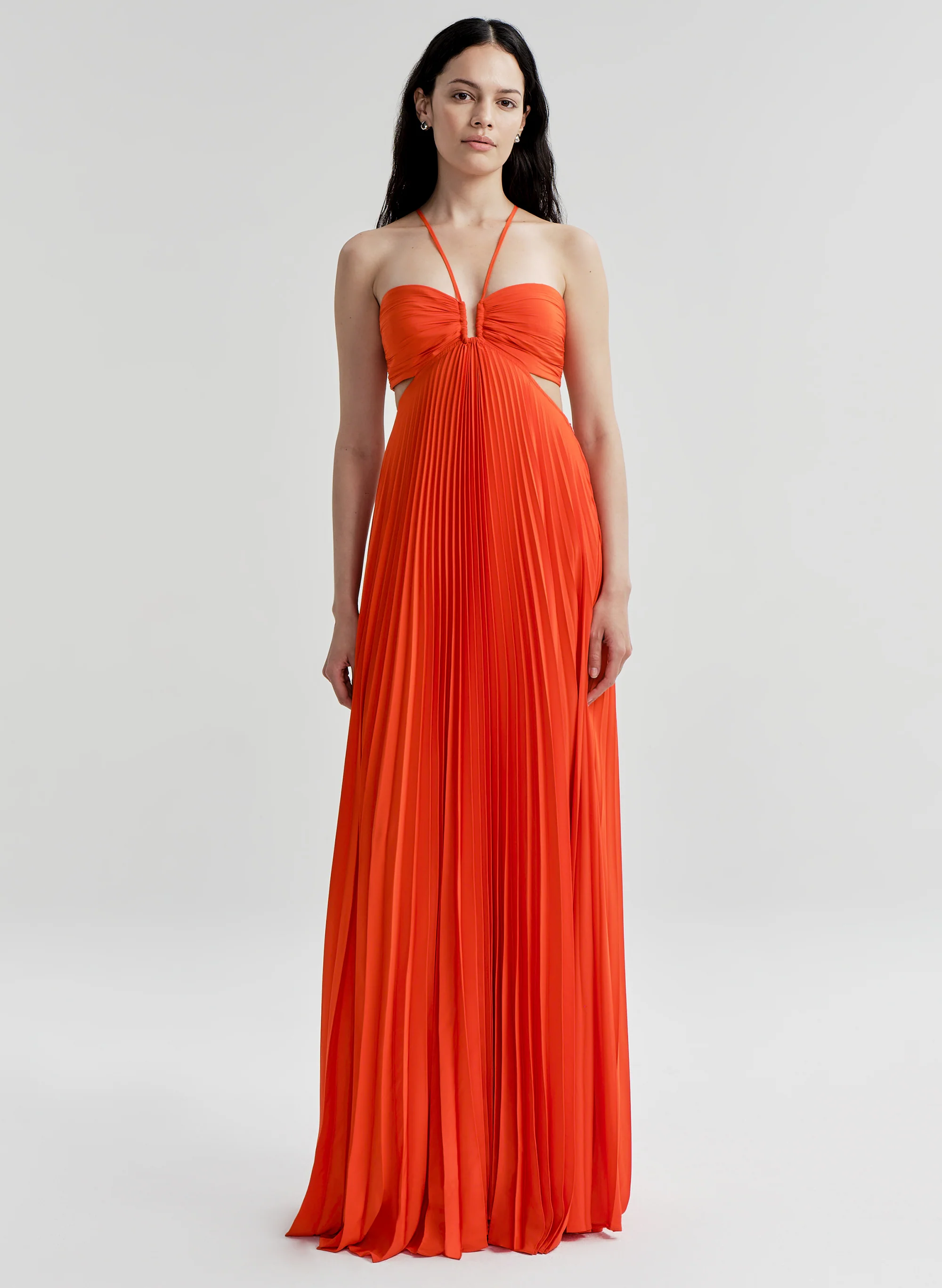 Moira Satin Pleated Maxi Dress