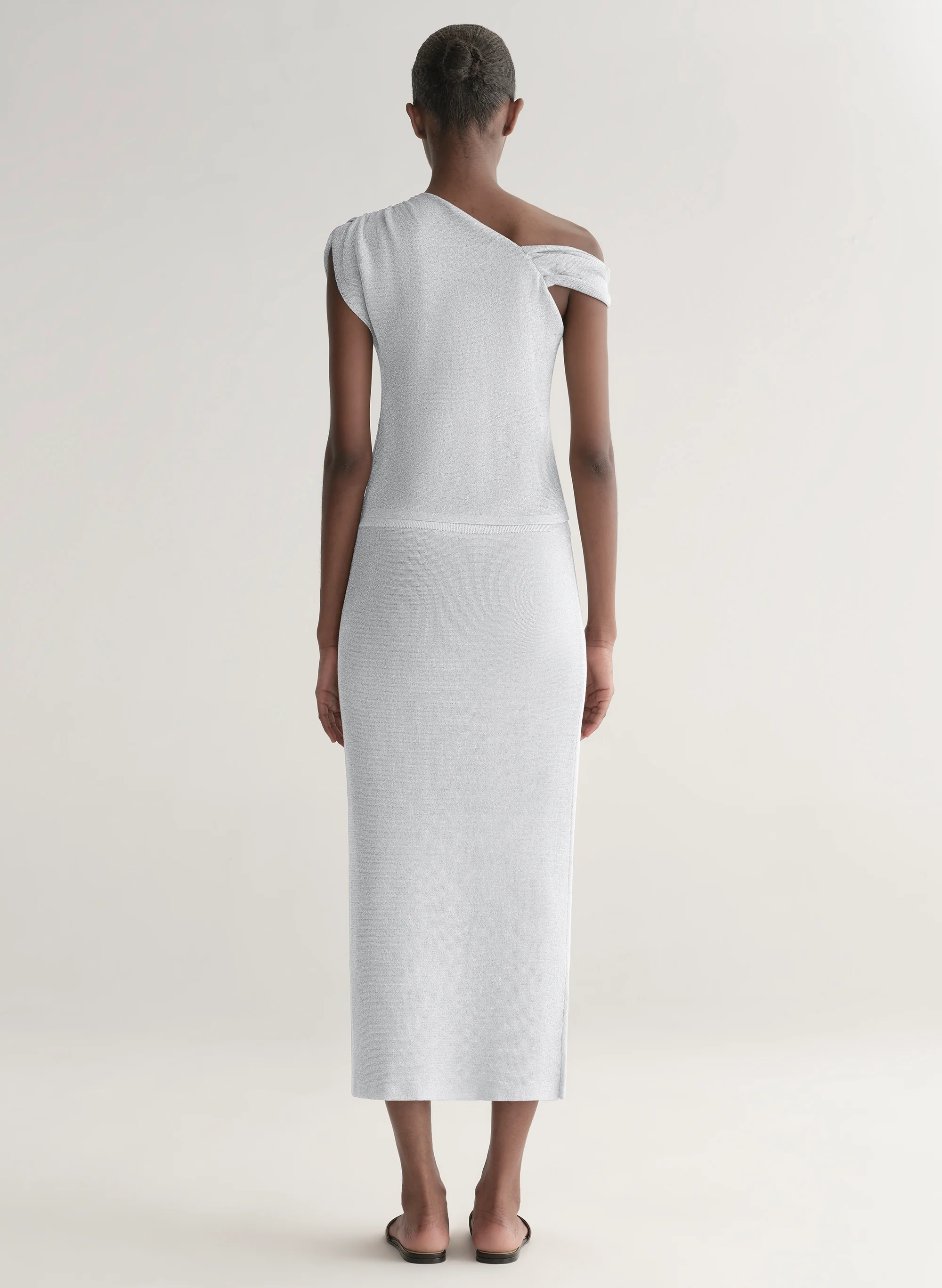 Mona Metallic Knit Asymmetric Top - Image 5