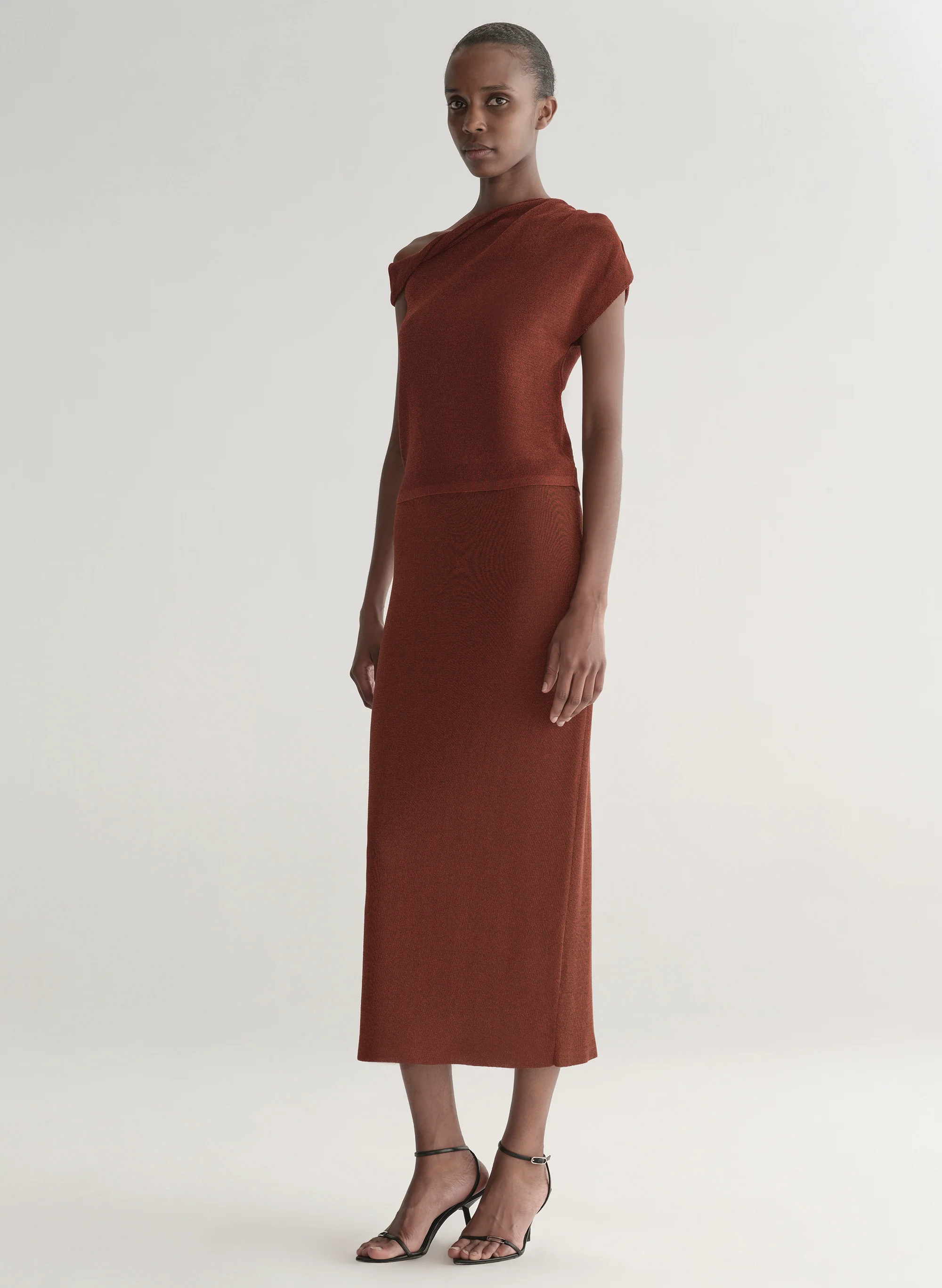 Mona Metallic Knit Asymmetric Top - Image 4