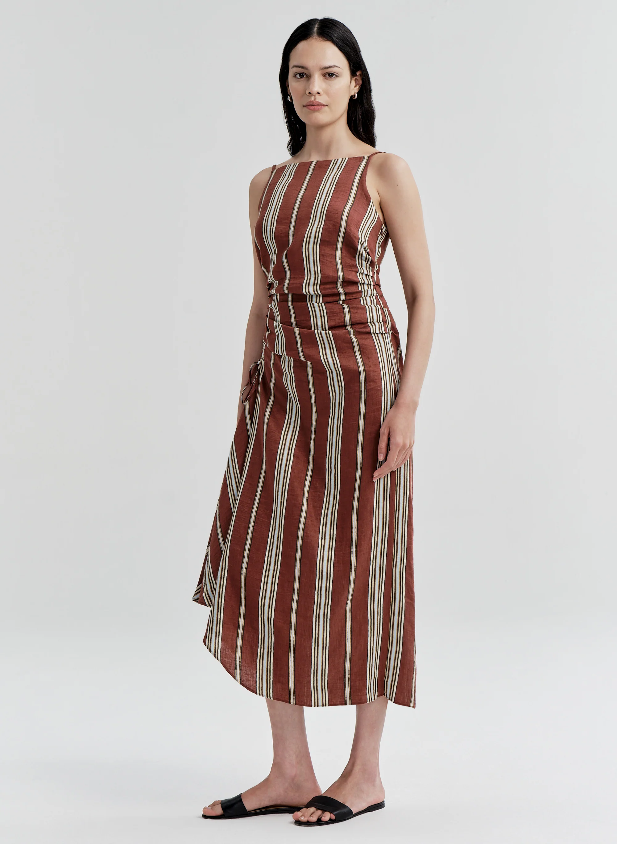 Naomi Striped Linen Midi Dress - Image 4