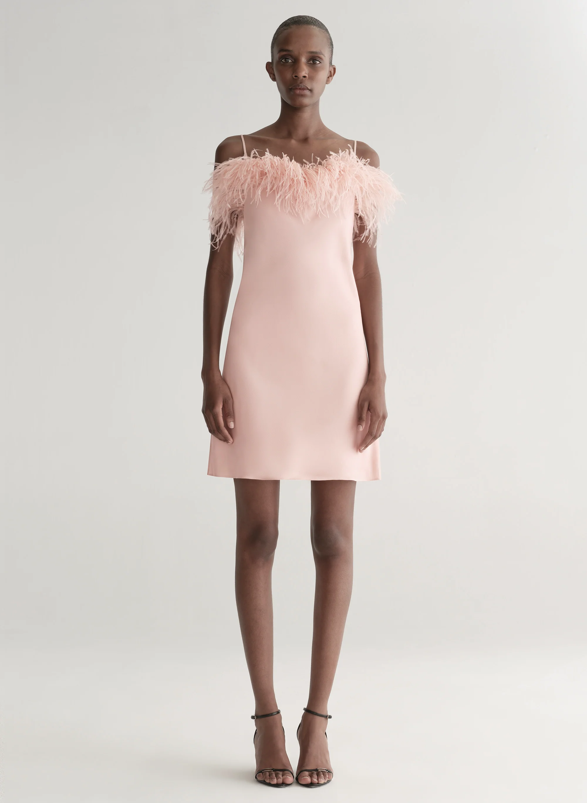 Opal Feather Trimmed Mini Dress