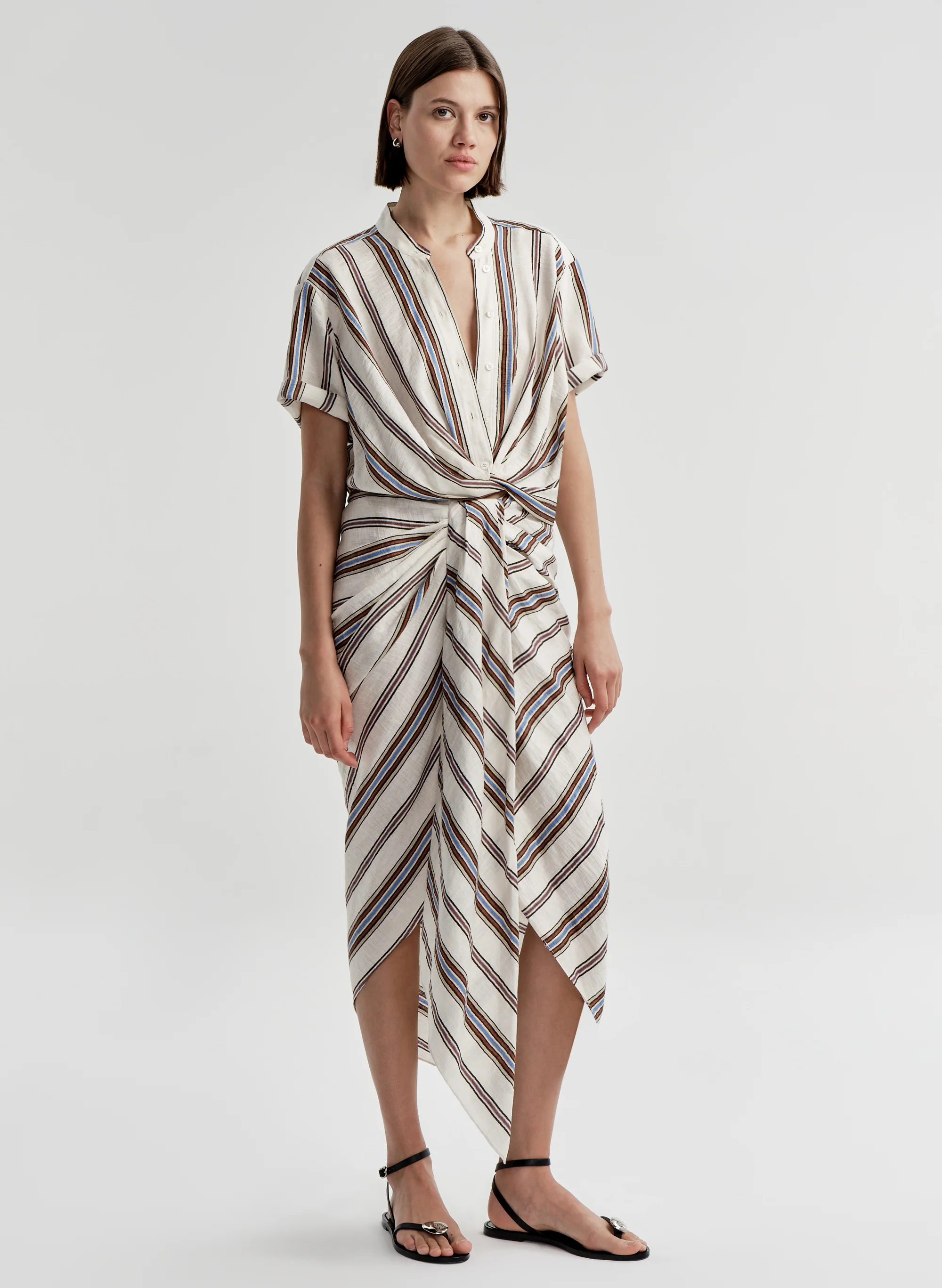 Rhodes Striped Linen Midi Skirt - Image 3