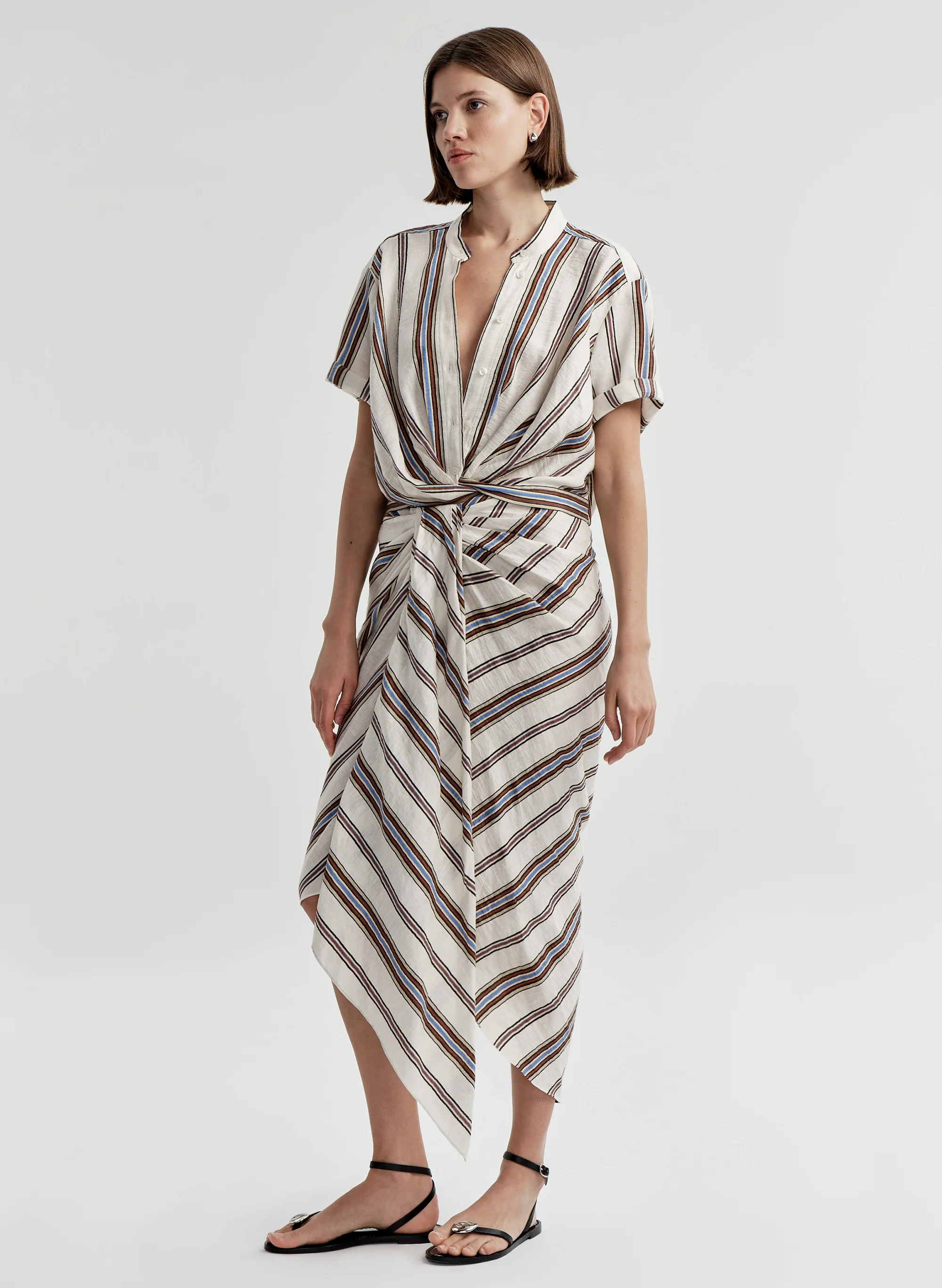 Rhodes Striped Linen Midi Skirt - Image 4