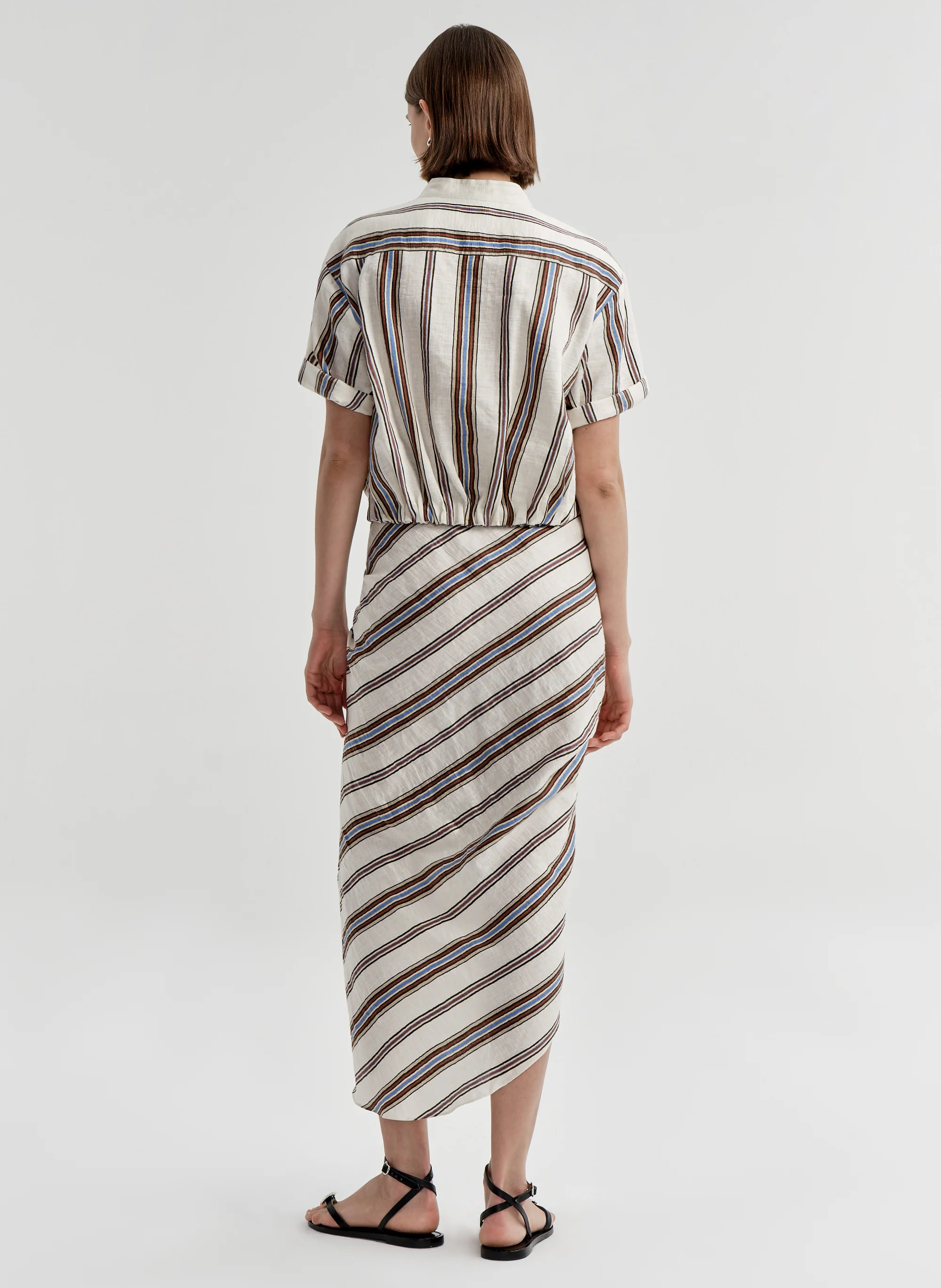 Rhodes Striped Linen Midi Skirt - Image 5