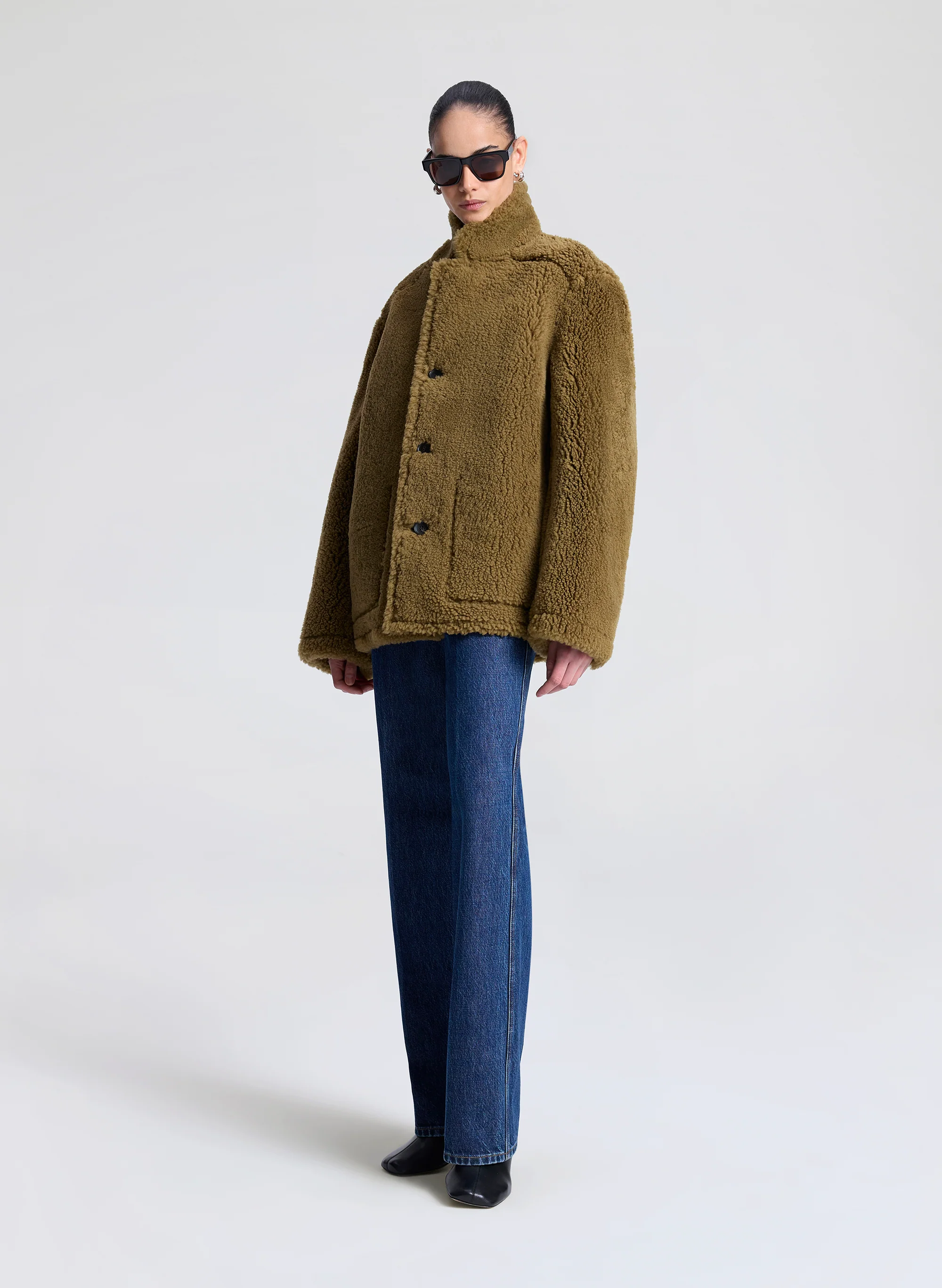 Ruth Glossy Leather and Shearling Reversible Coat - Image 5