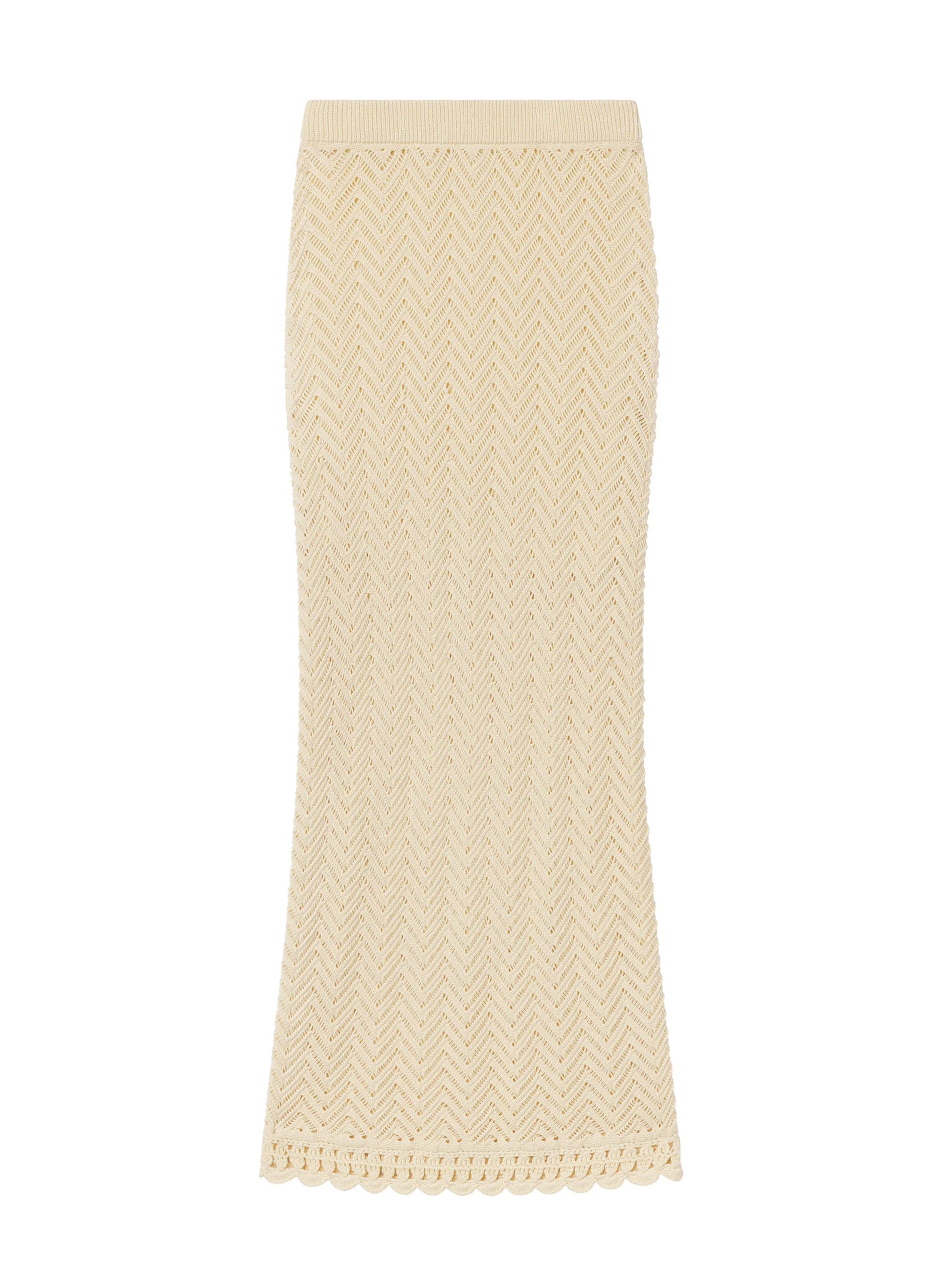 Siesta Cotton Crochet Knit Midi Skirt - Image 6